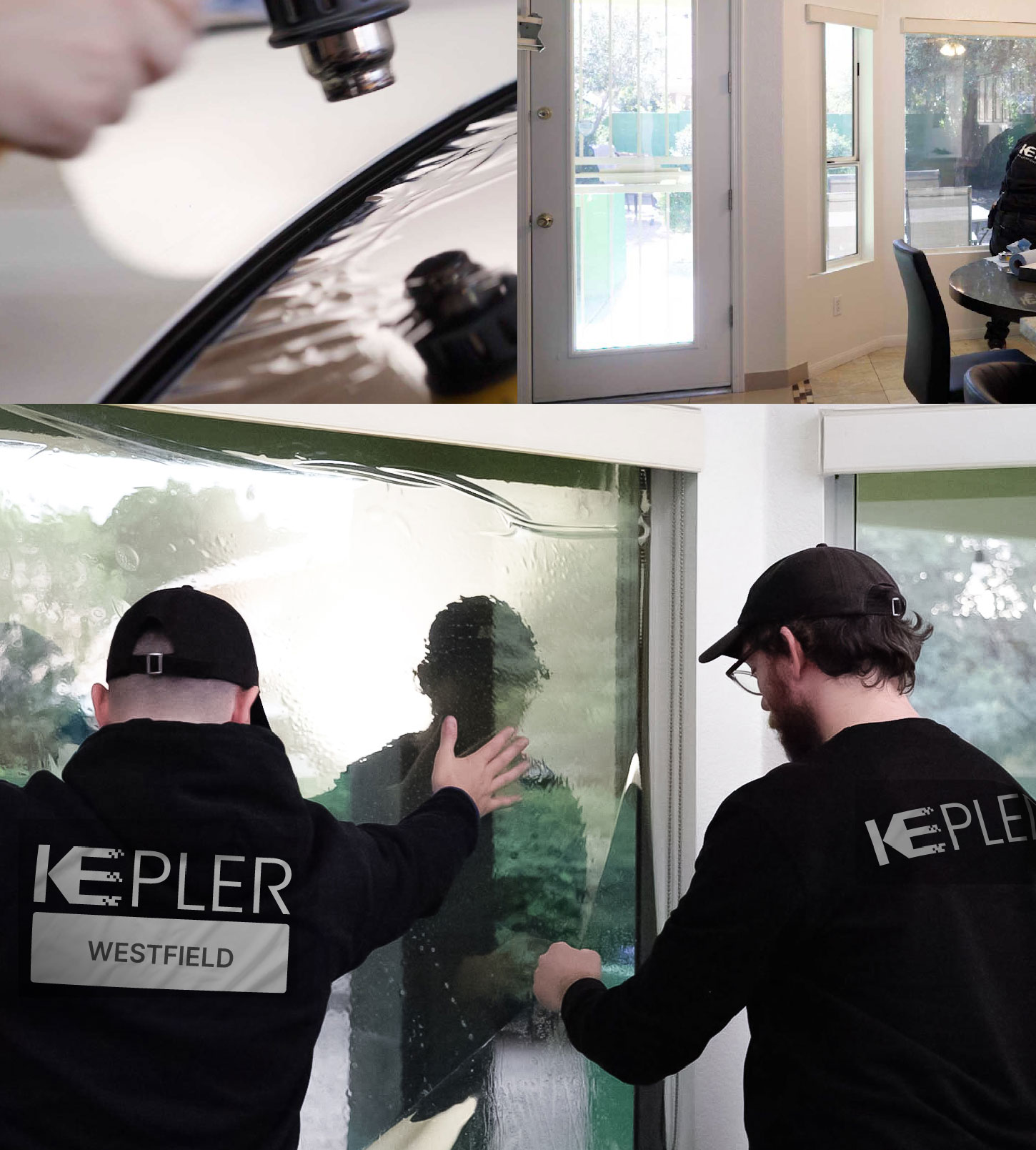 Kepler Technician Installing Ceramic Window Tint to Home in Westfield