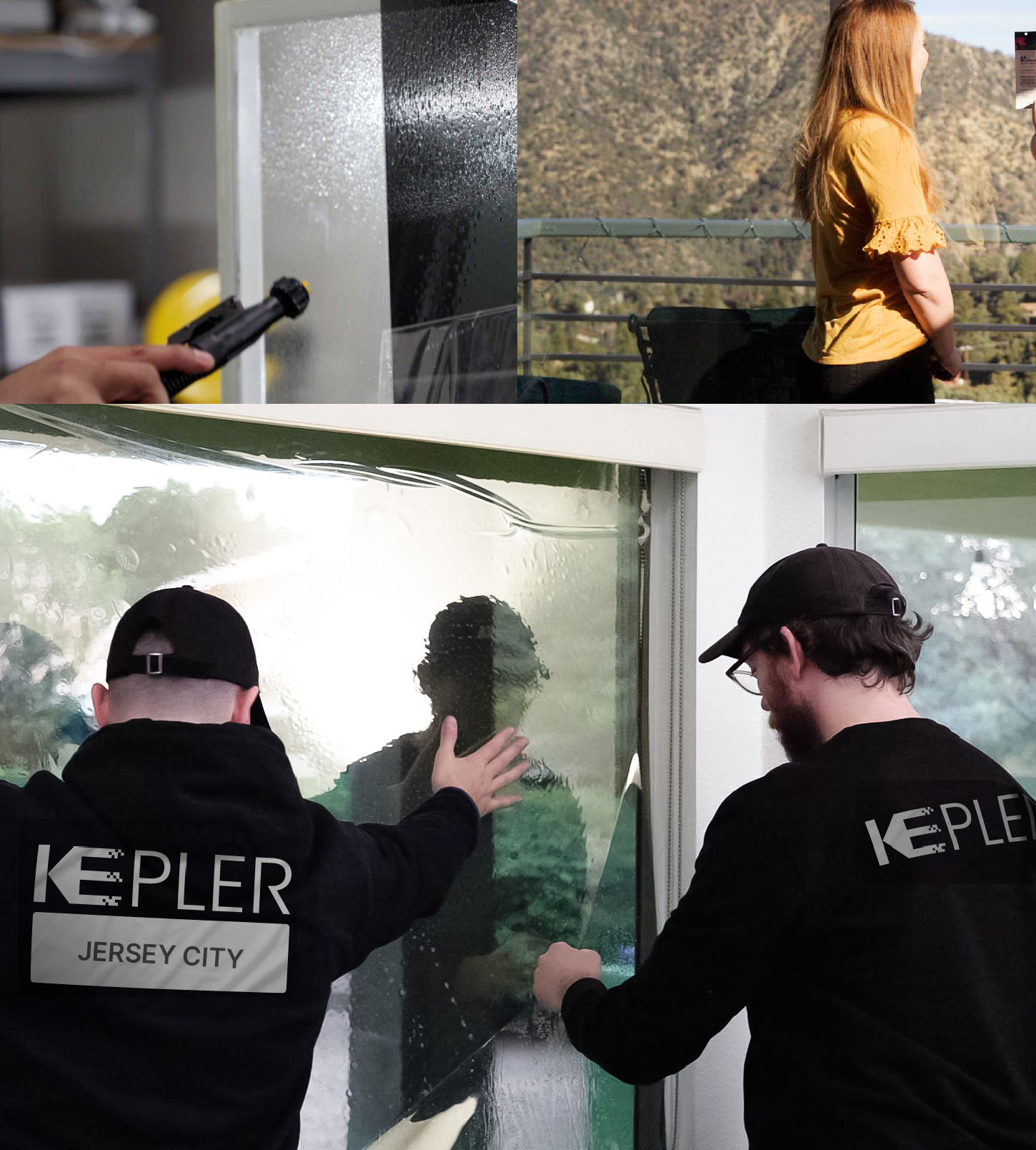 Expert Technician Fitting Advanced Window Tint to Home in Jersey City
