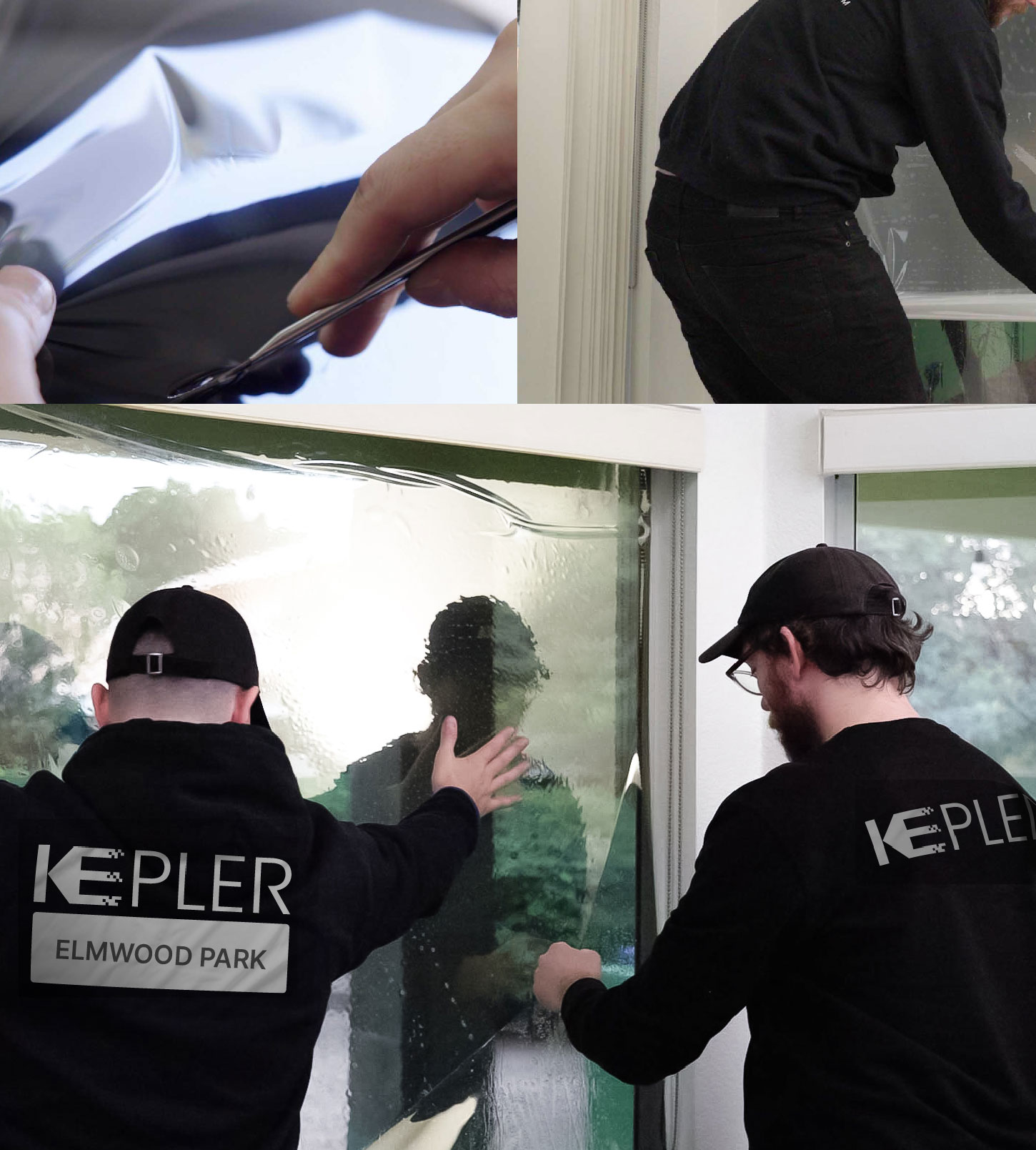 Kepler Technician Installing Ceramic Window Tint to Home in Elmwood Park