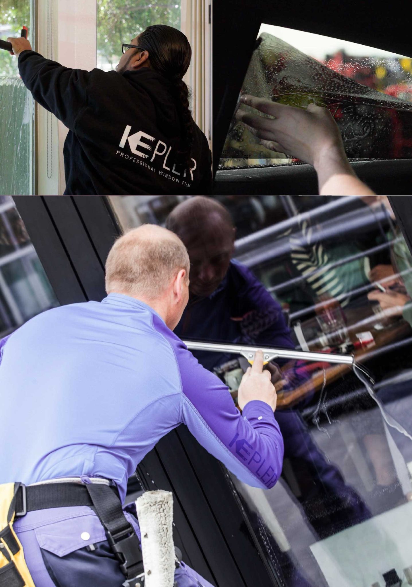 Kepler Professional Applying Anti-Graffiti Window Film to a Bessemer Shop Front
