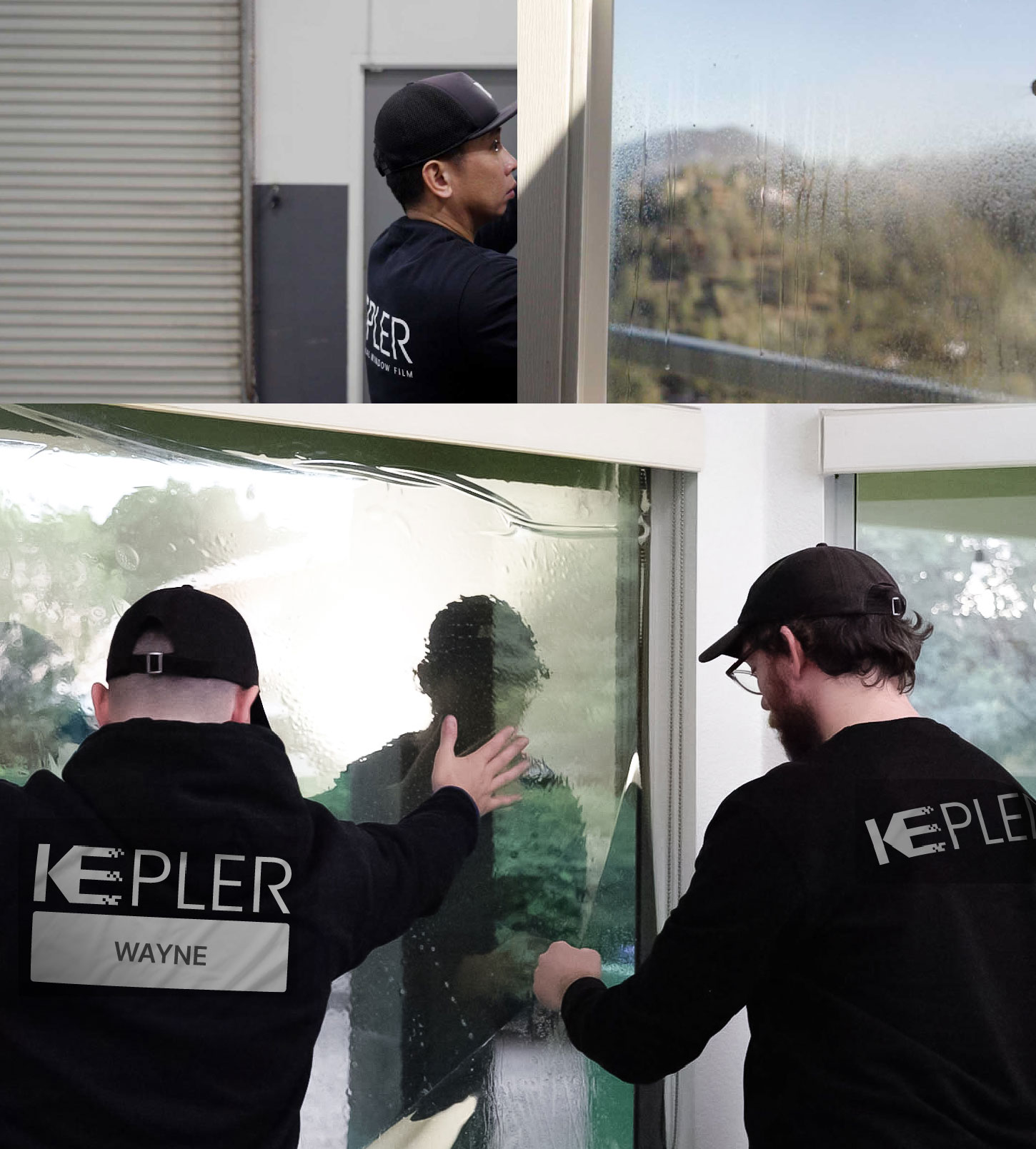 Kepler Technician Installing Ceramic Window Tint to Home in Wayne