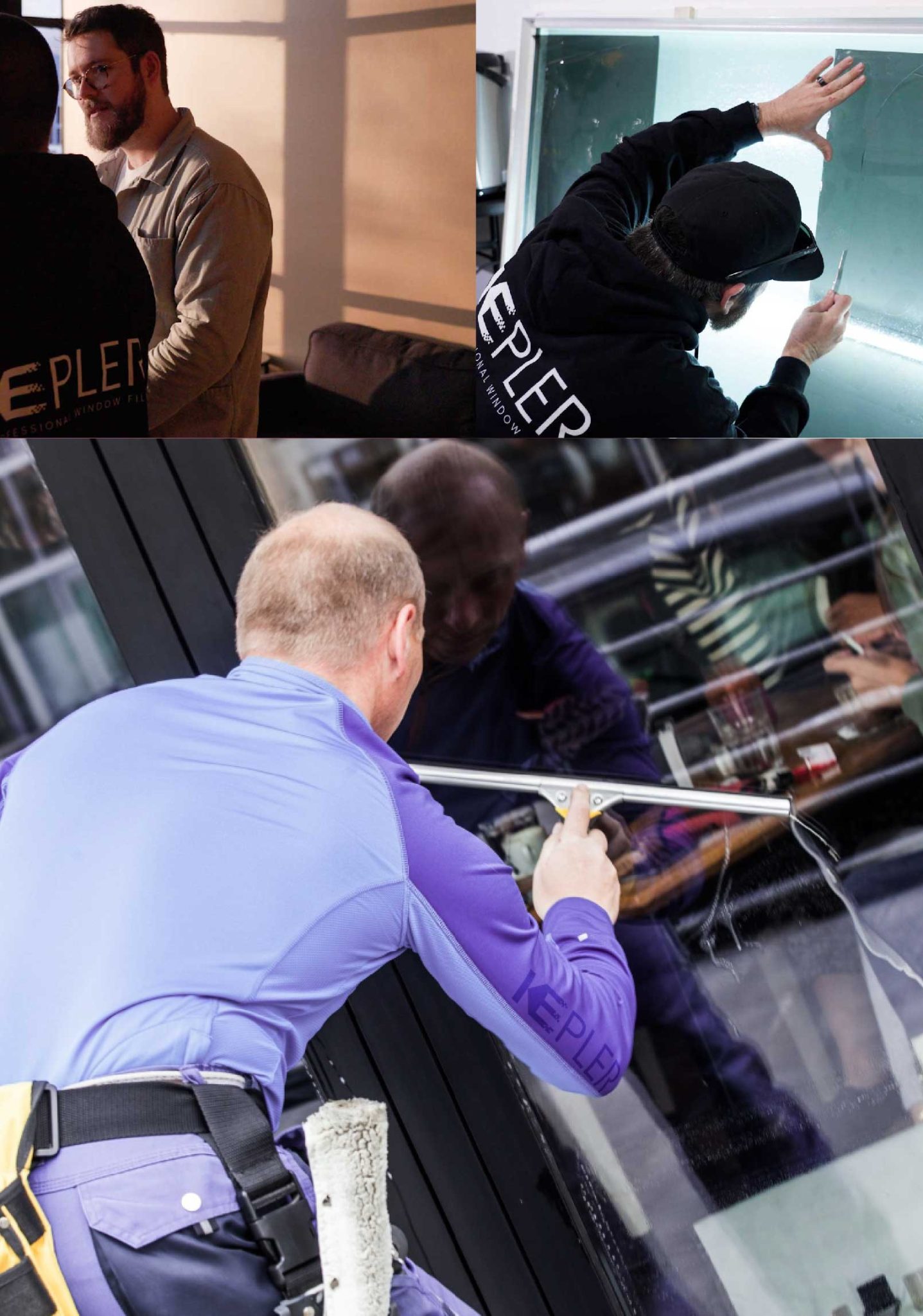Kepler Professional Applying Anti-Graffiti Window Film to a Pelham Shop Front