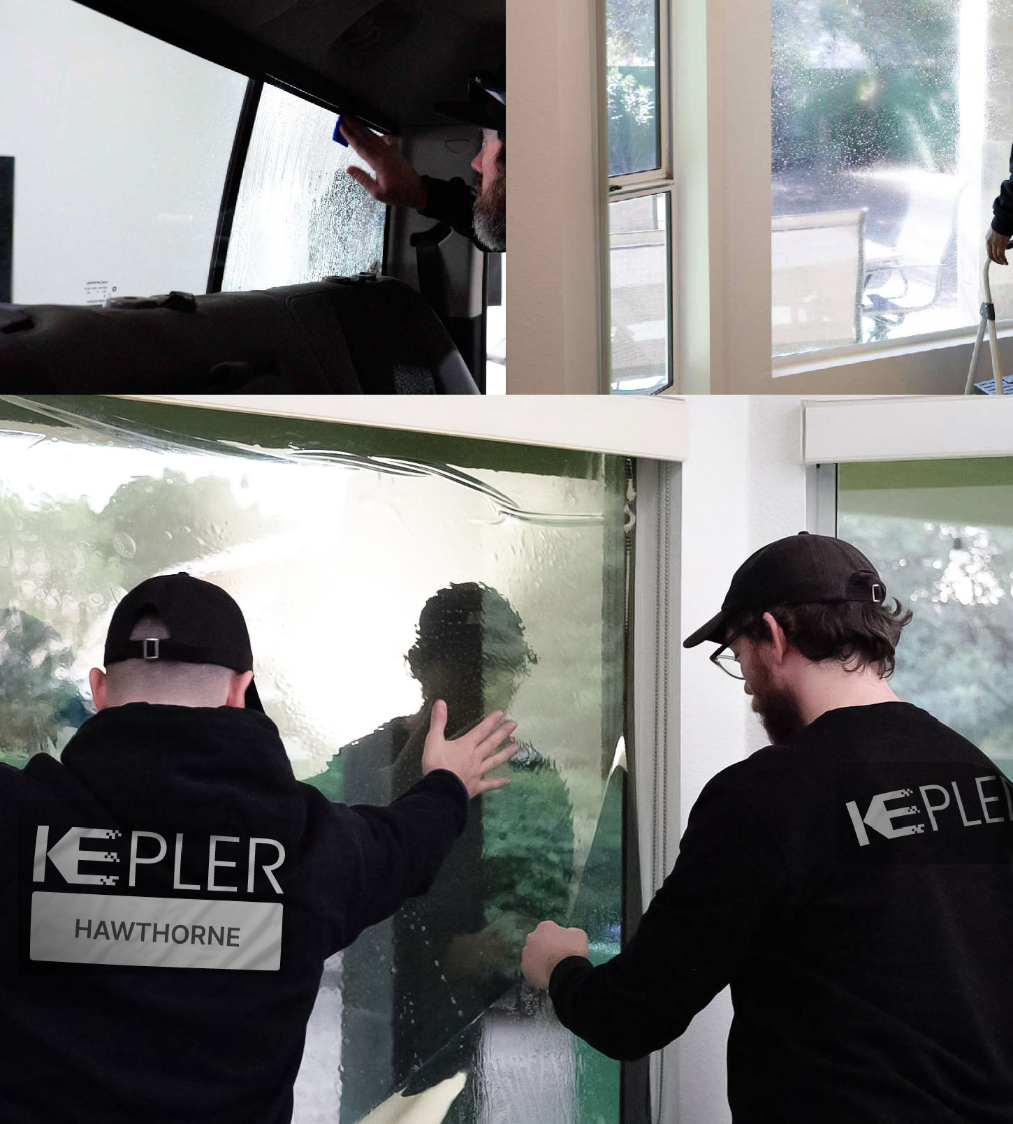 Kepler Technician Applying Advanced Window Tint to Home in Hawthorne