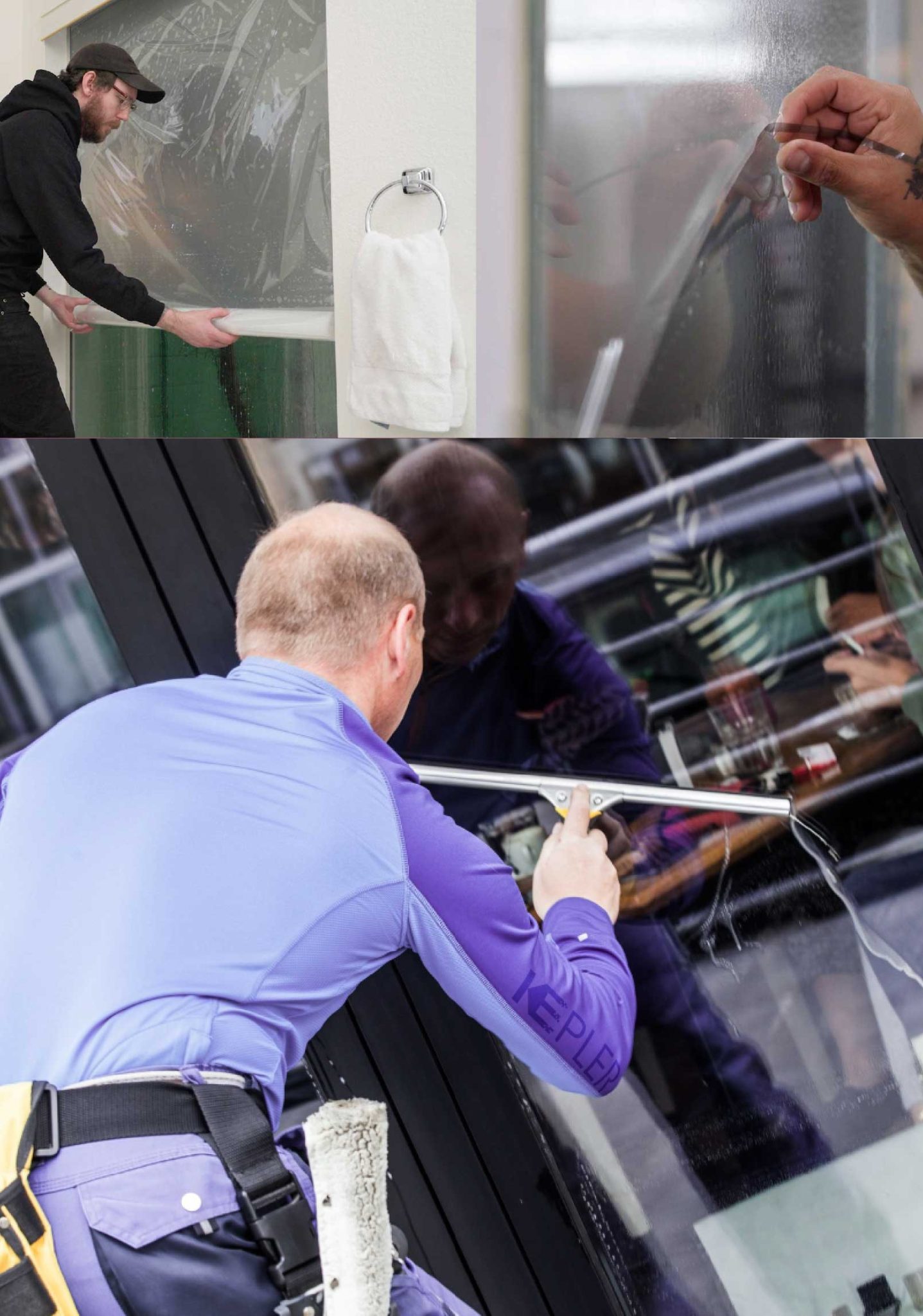Kepler Professional Applying Anti-Graffiti Window Film to a Trussville Shop Front