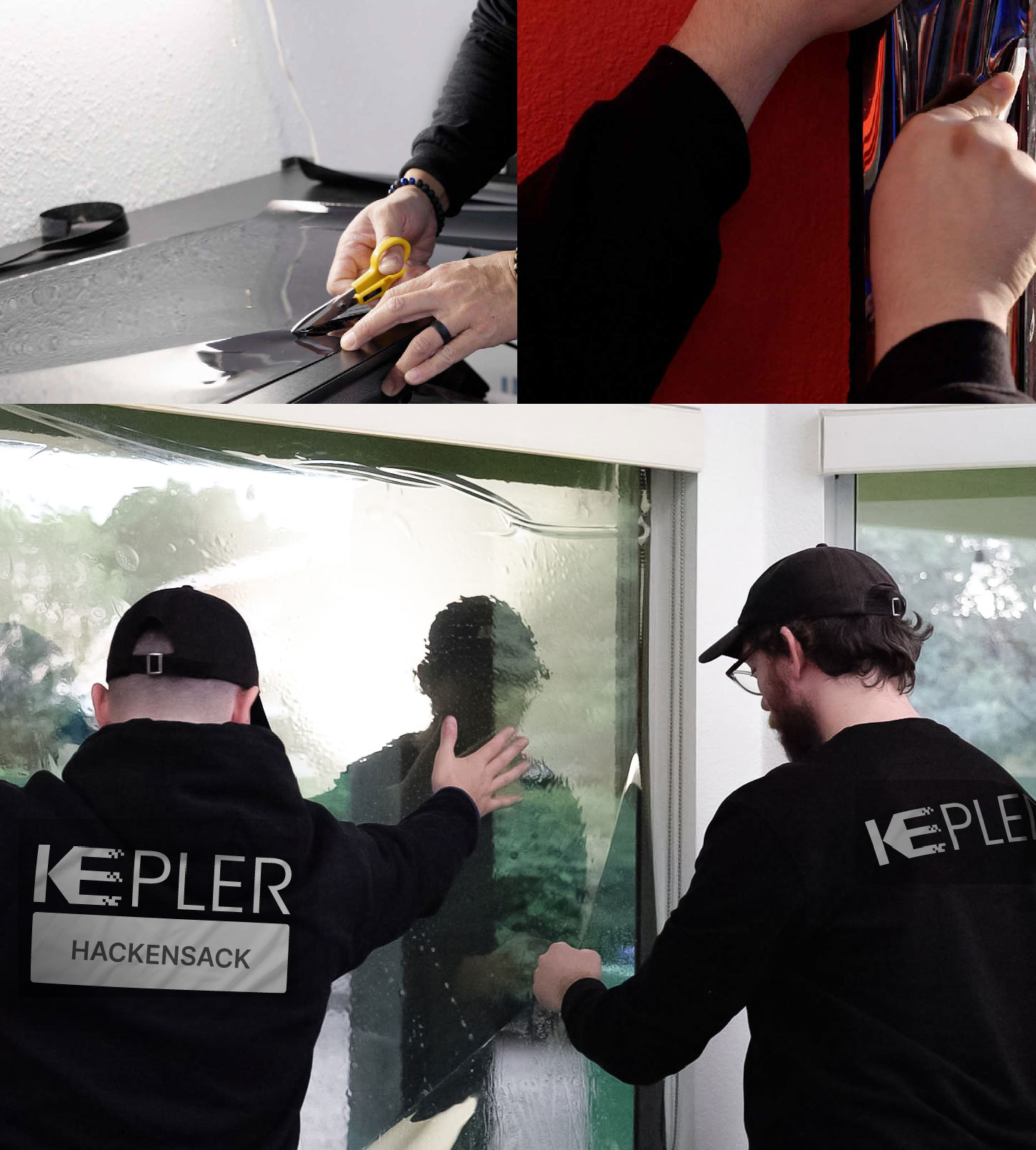 Expert Technician Applying High-tech Window Tint to Home in Hackensack