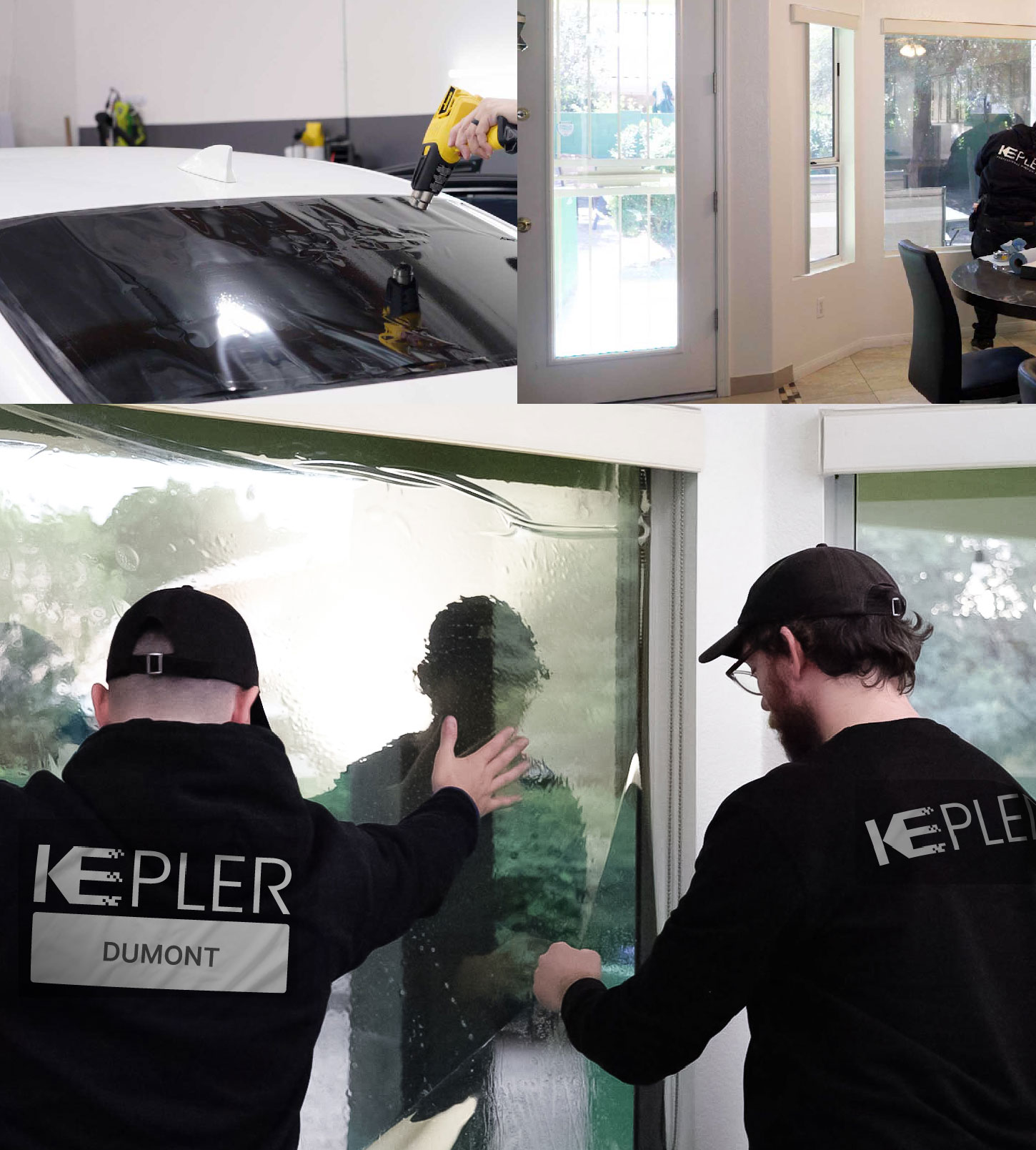 Expert Technician Installing Advanced Window Tint to Home in Dumont