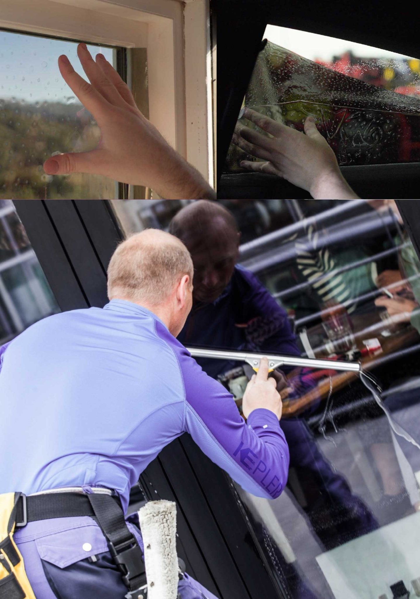Kepler Skilled Applying Anti-Graffiti Window Film to a Northport Shop Front