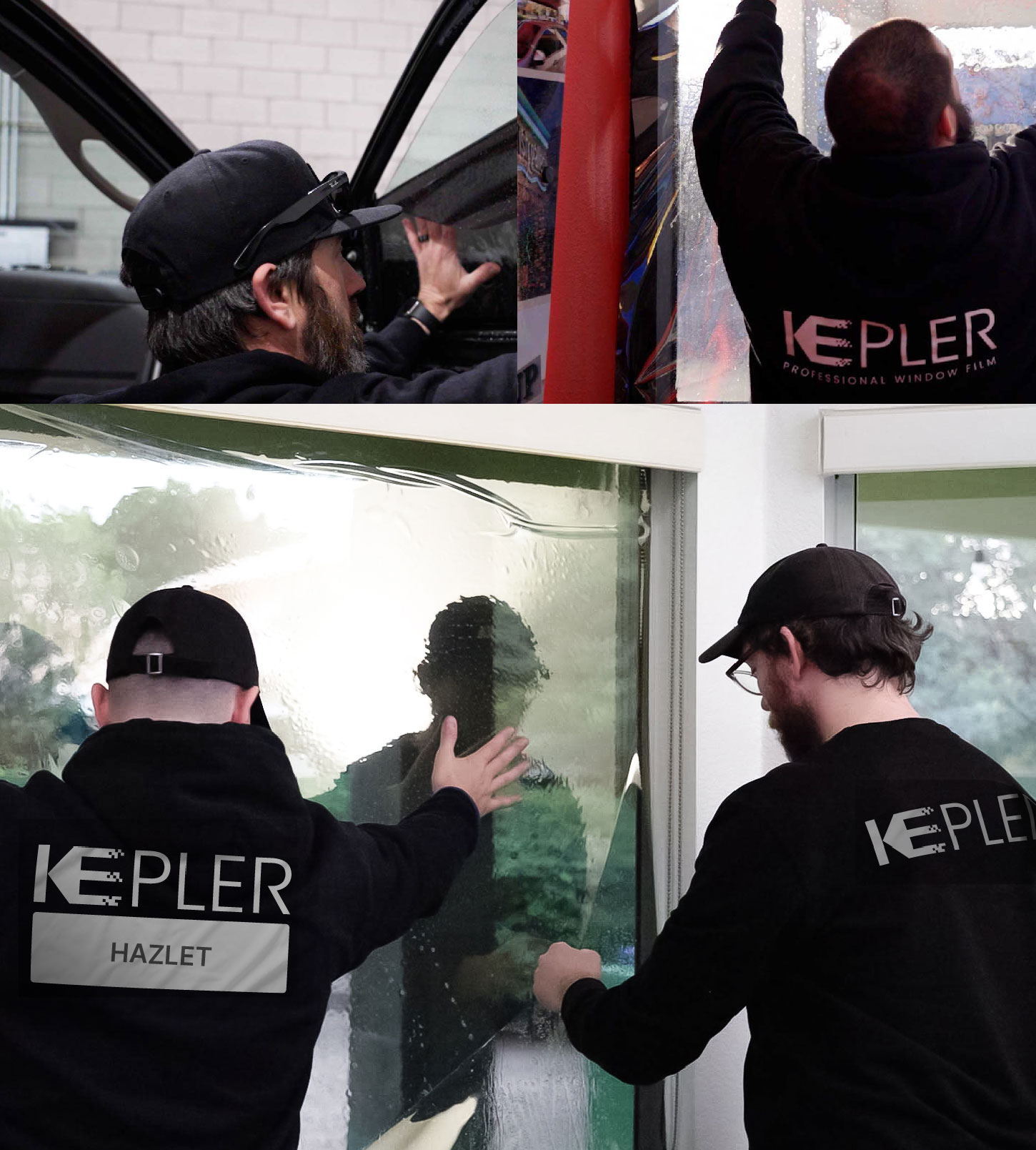 Expert Technician Applying High-tech Window Tint to Home in Hazlet