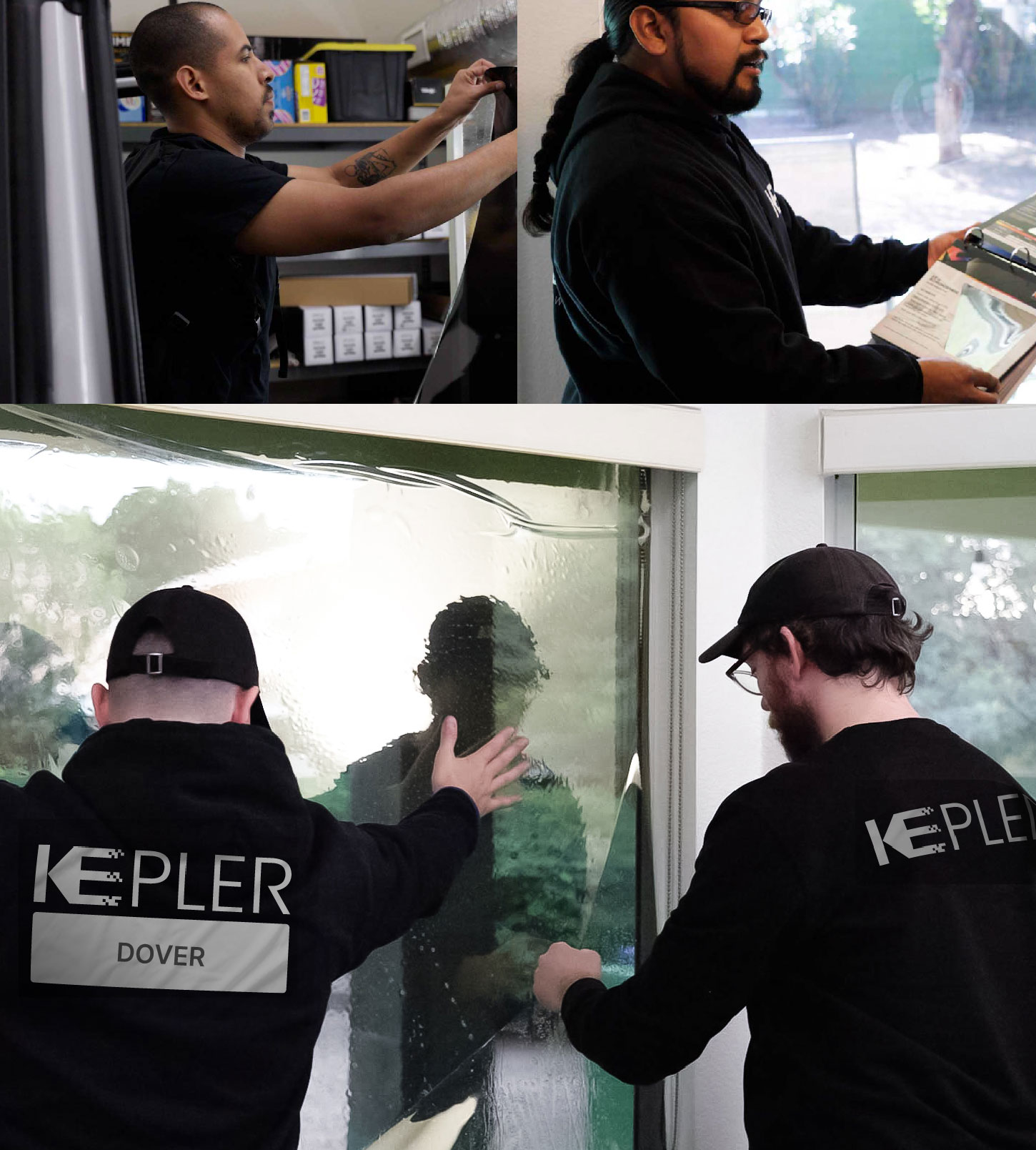 Expert Technician Installing Advanced Window Tint to Home in Dover