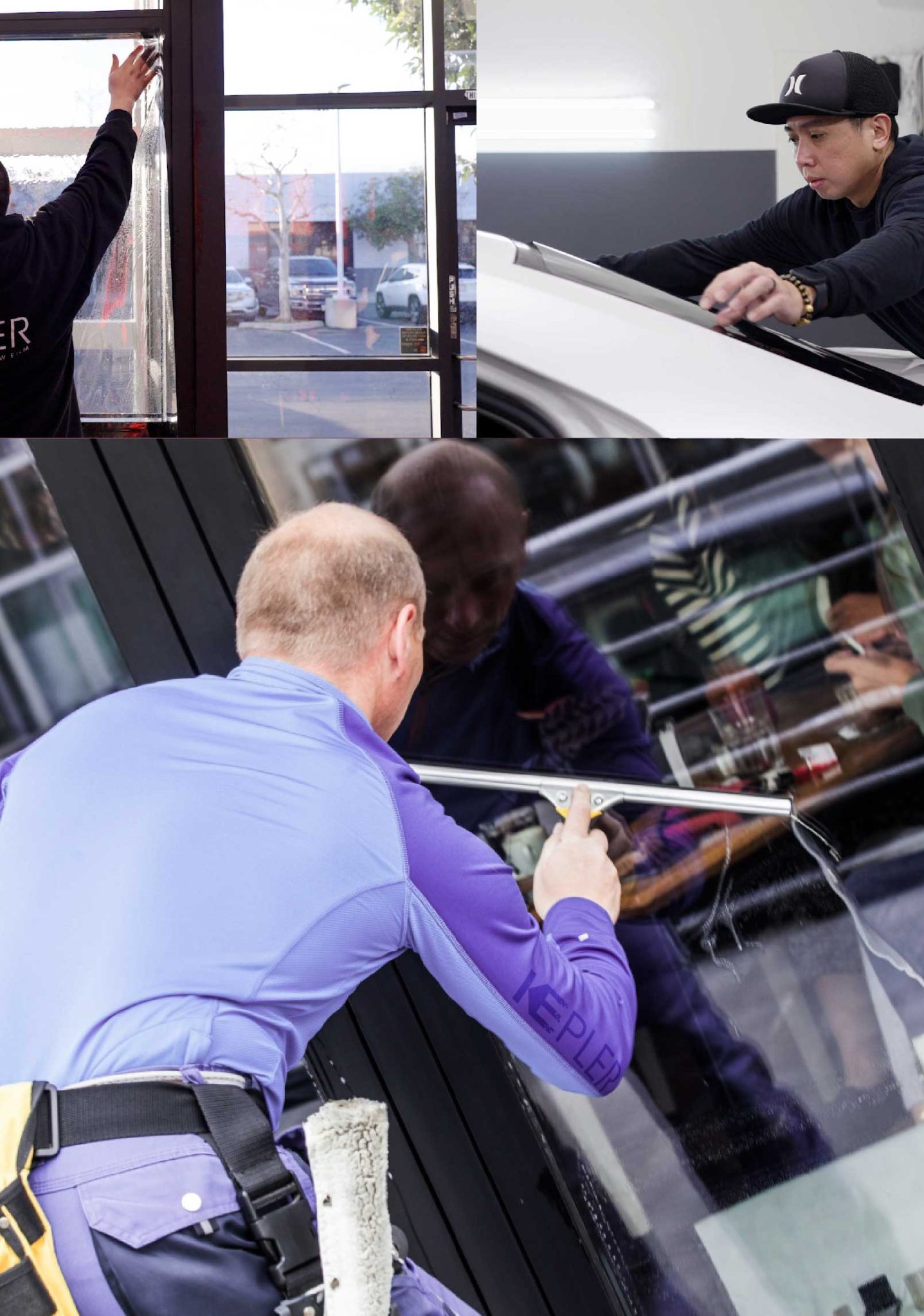 Kepler Professional Applying Anti-Graffiti Window Film to a Anniston Shop Front