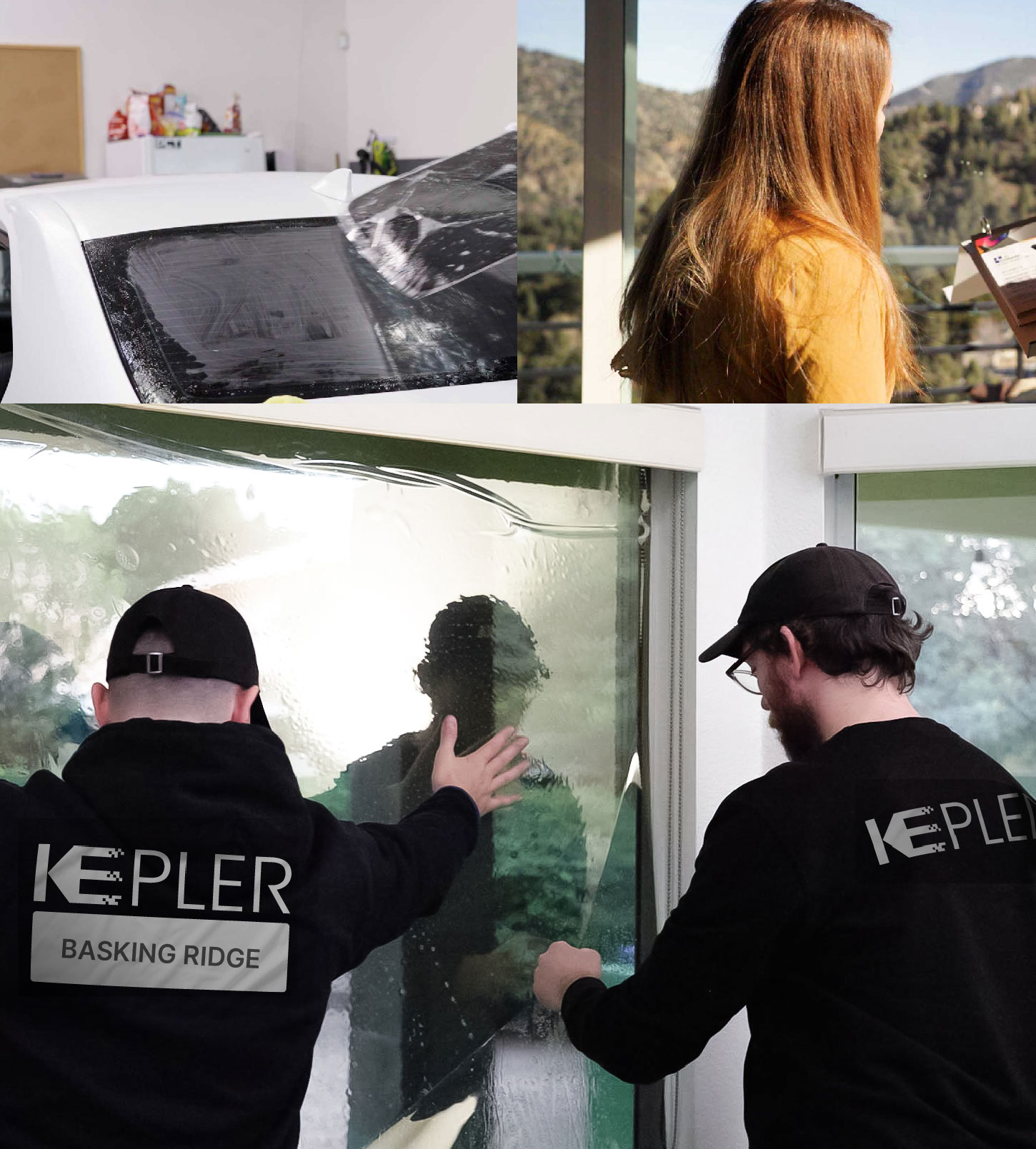 Expert Technician Installing High-tech Window Tint to Home in Basking Ridge