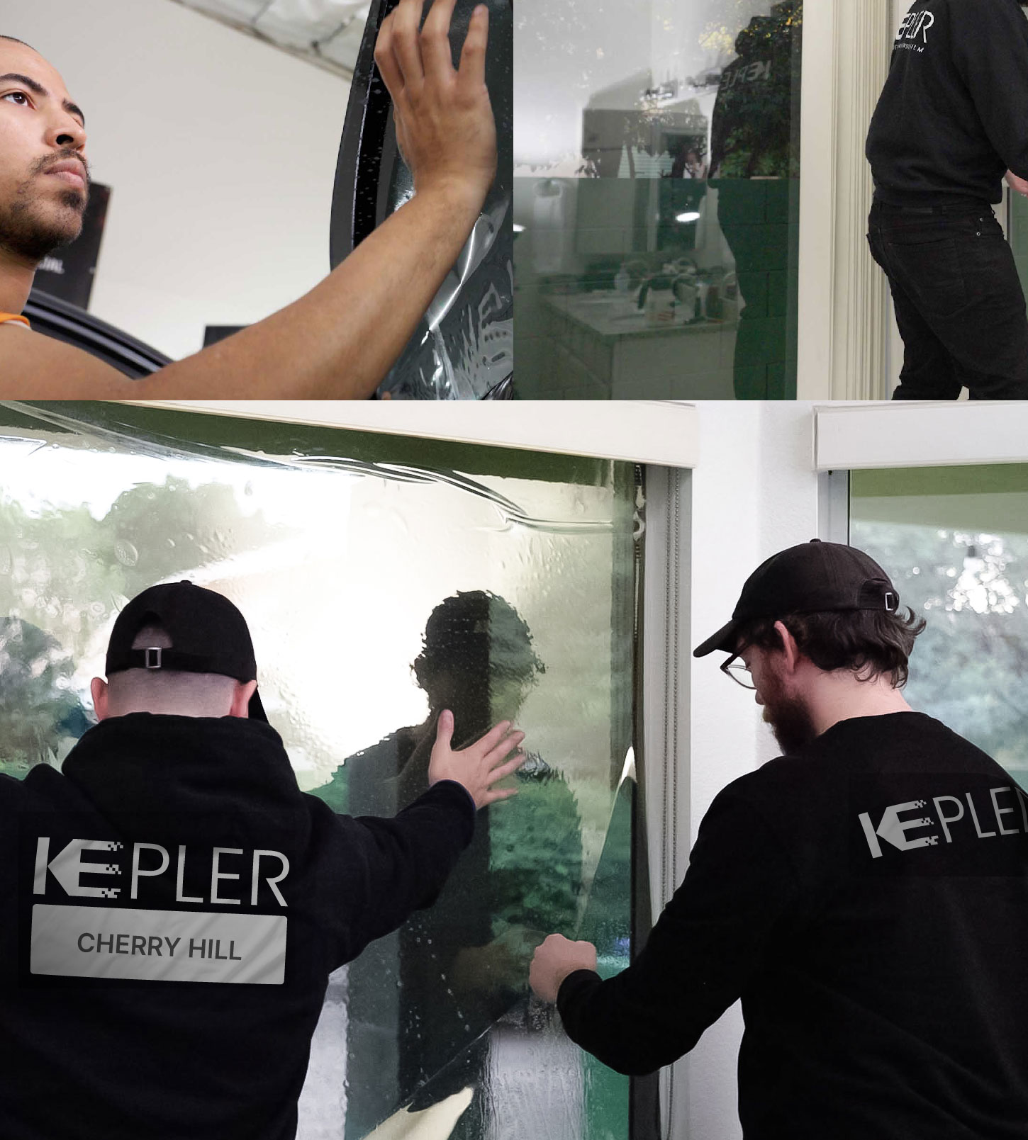 Expert Technician Fitting Advanced Window Tint to Home in Cherry Hill