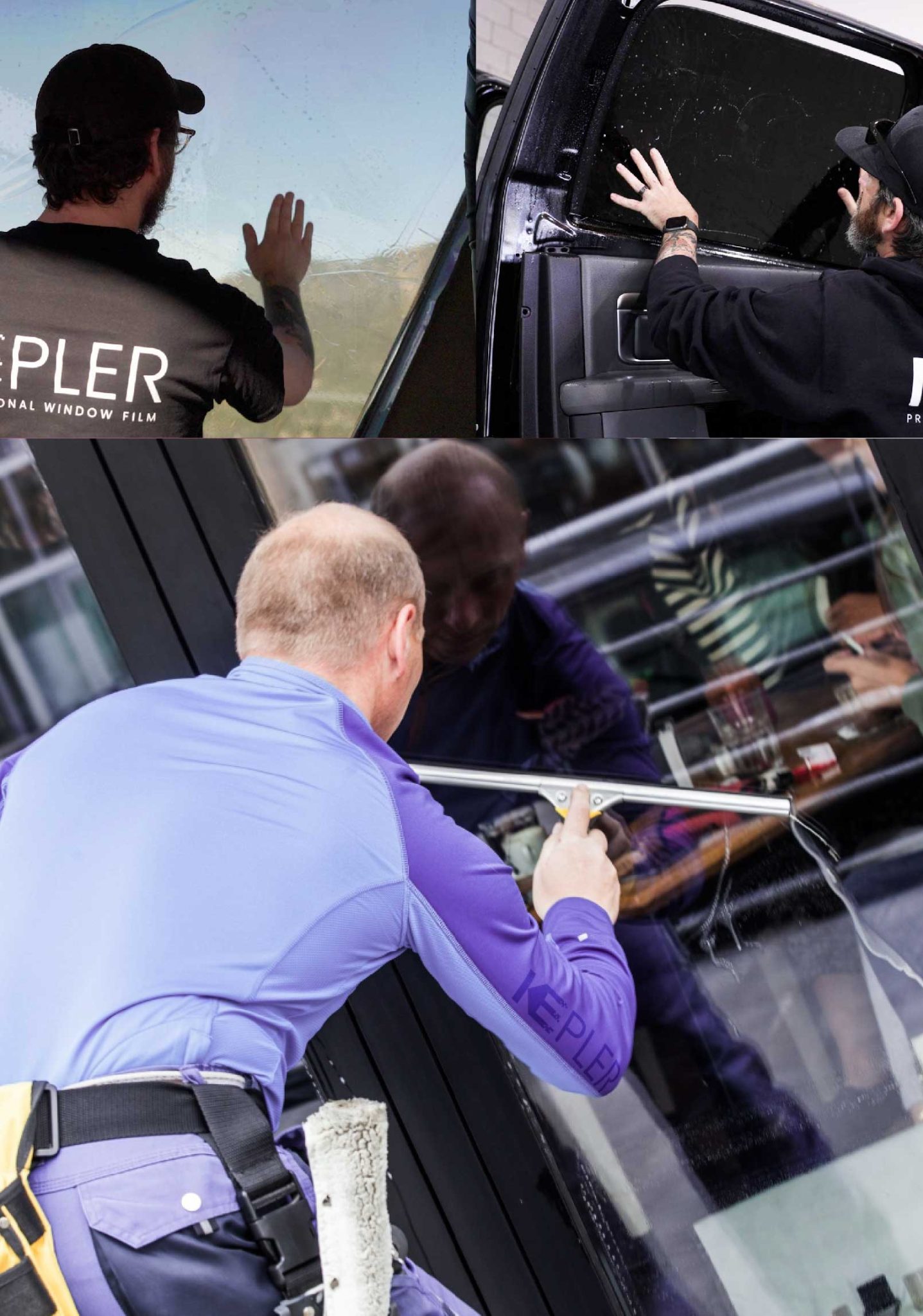 Kepler Professional Applying Anti-Graffiti Window Film to a Franklin Shop Front