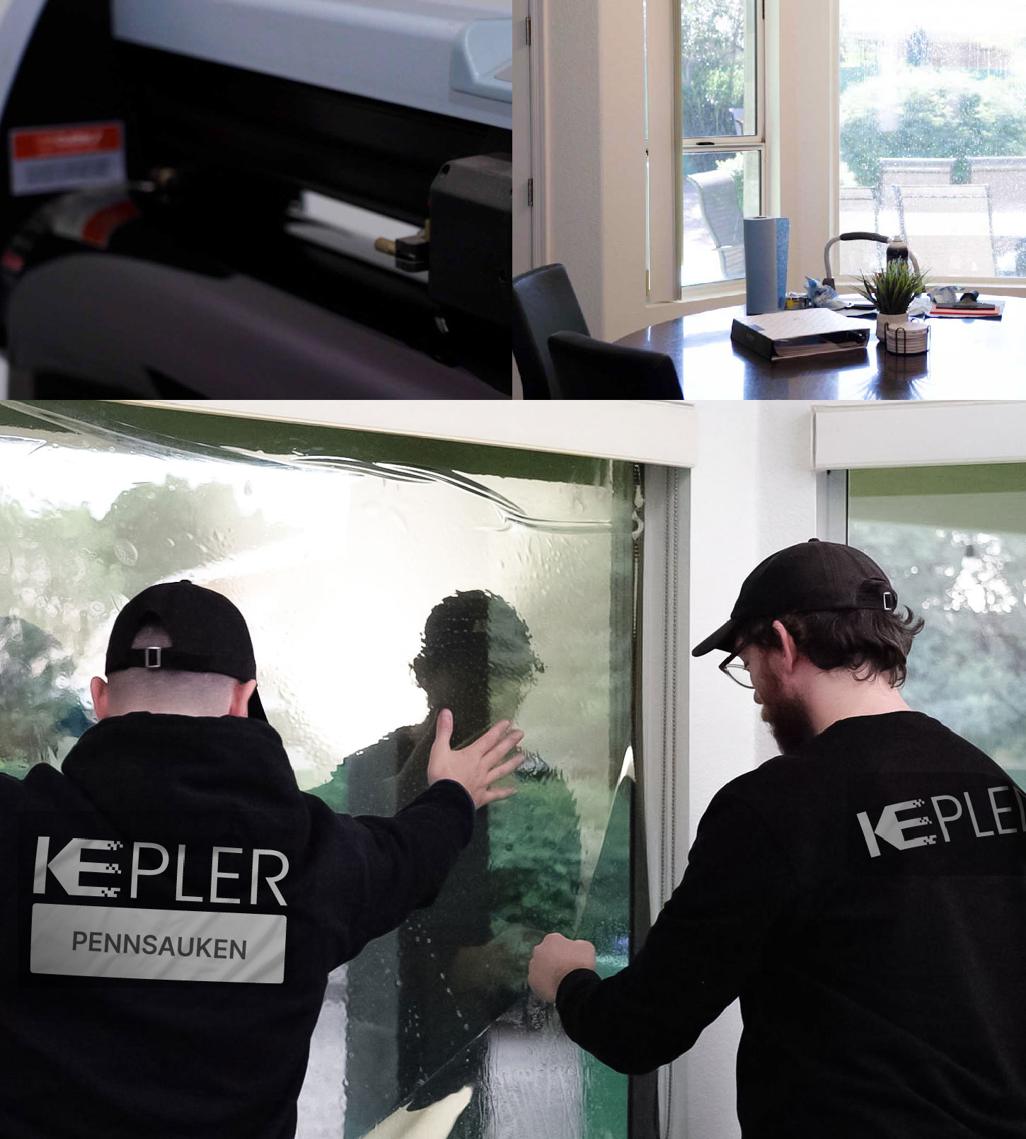 Kepler Technician Fitting Ceramic Window Tint to Home in Pennsauken