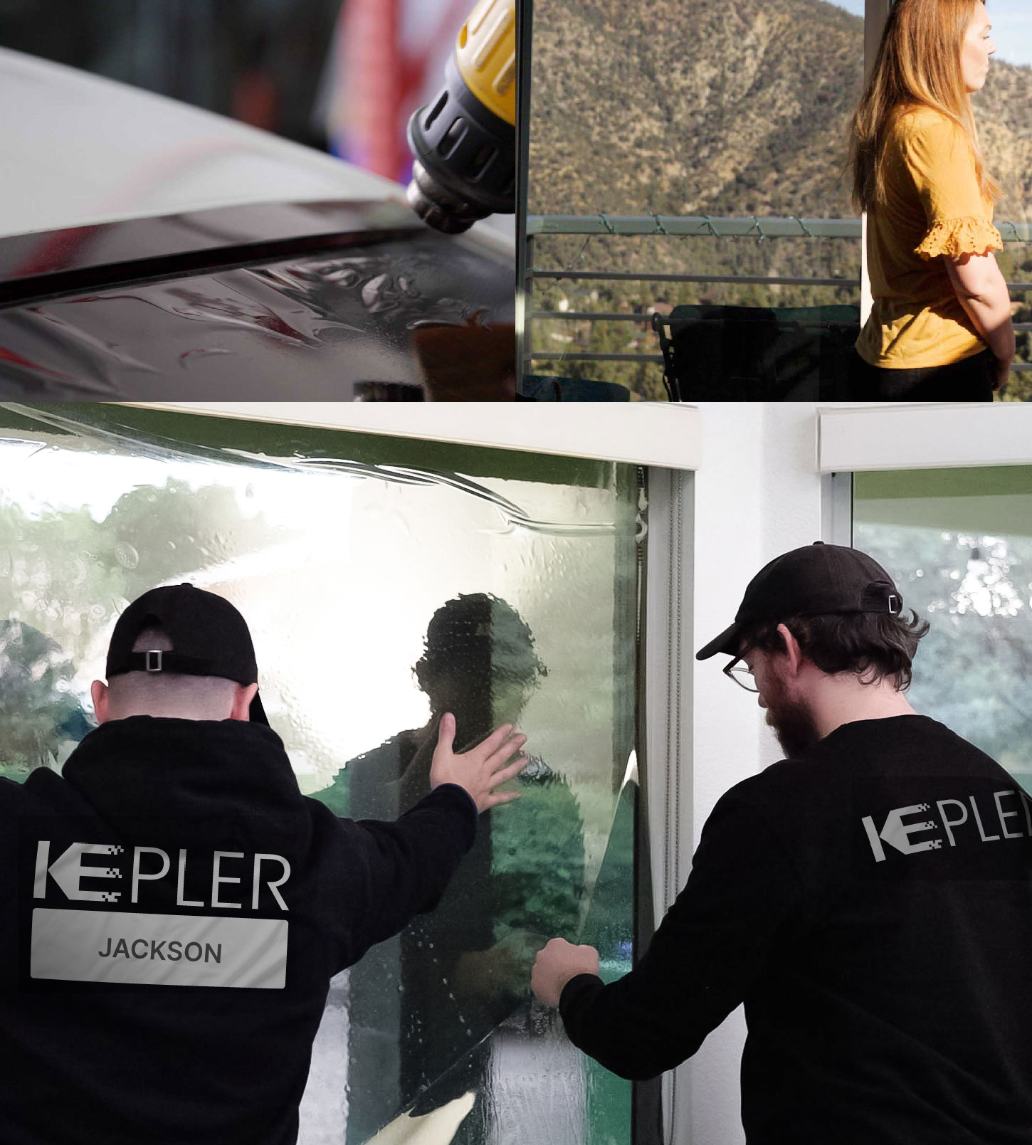Expert Technician Fitting Advanced Window Tint to Home in Jackson