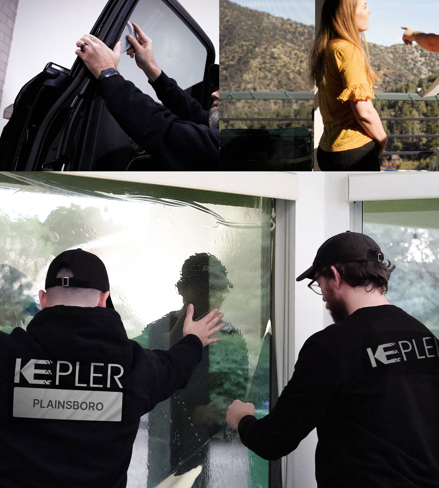 Expert Technician Installing High-tech Window Tint to Home in Plainsboro