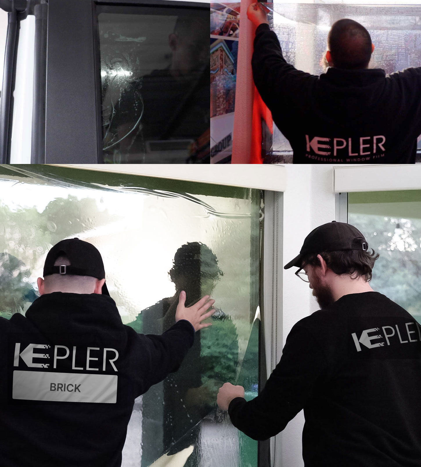 Expert Technician Applying Ceramic Window Tint to Home in Brick