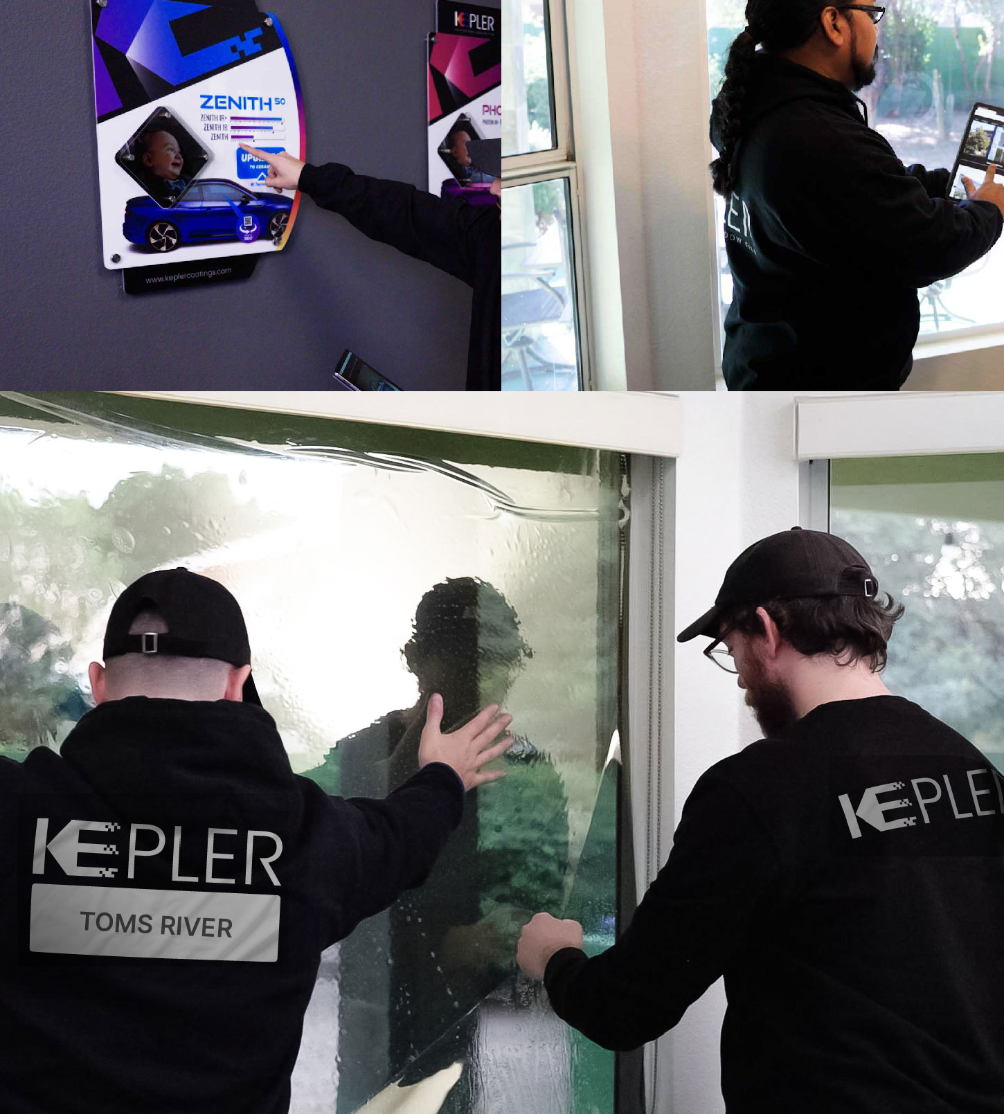 Expert Technician Applying Ceramic Window Tint to Home in Toms River