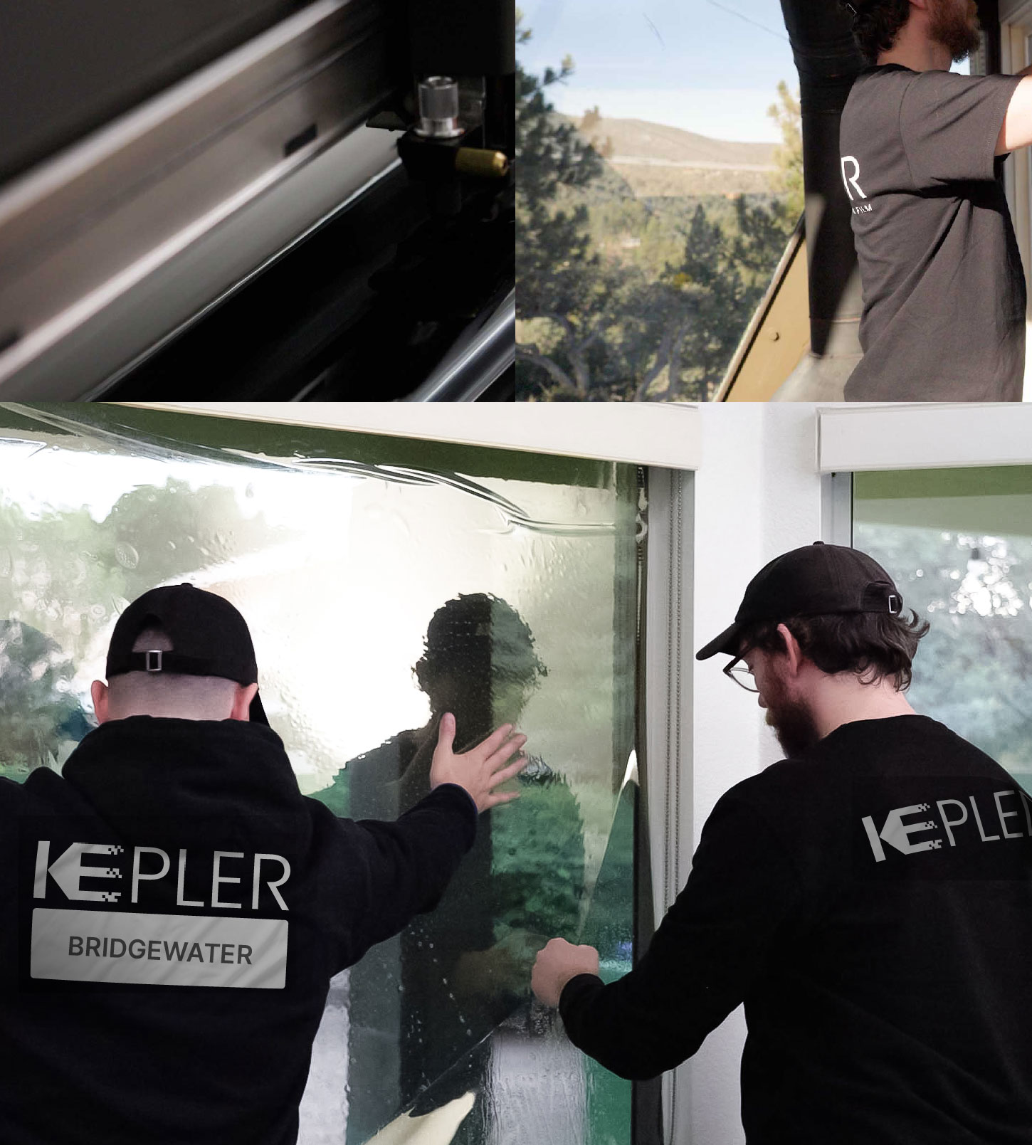 Expert Technician Installing Ceramic Window Tint to Home in Bridgewater