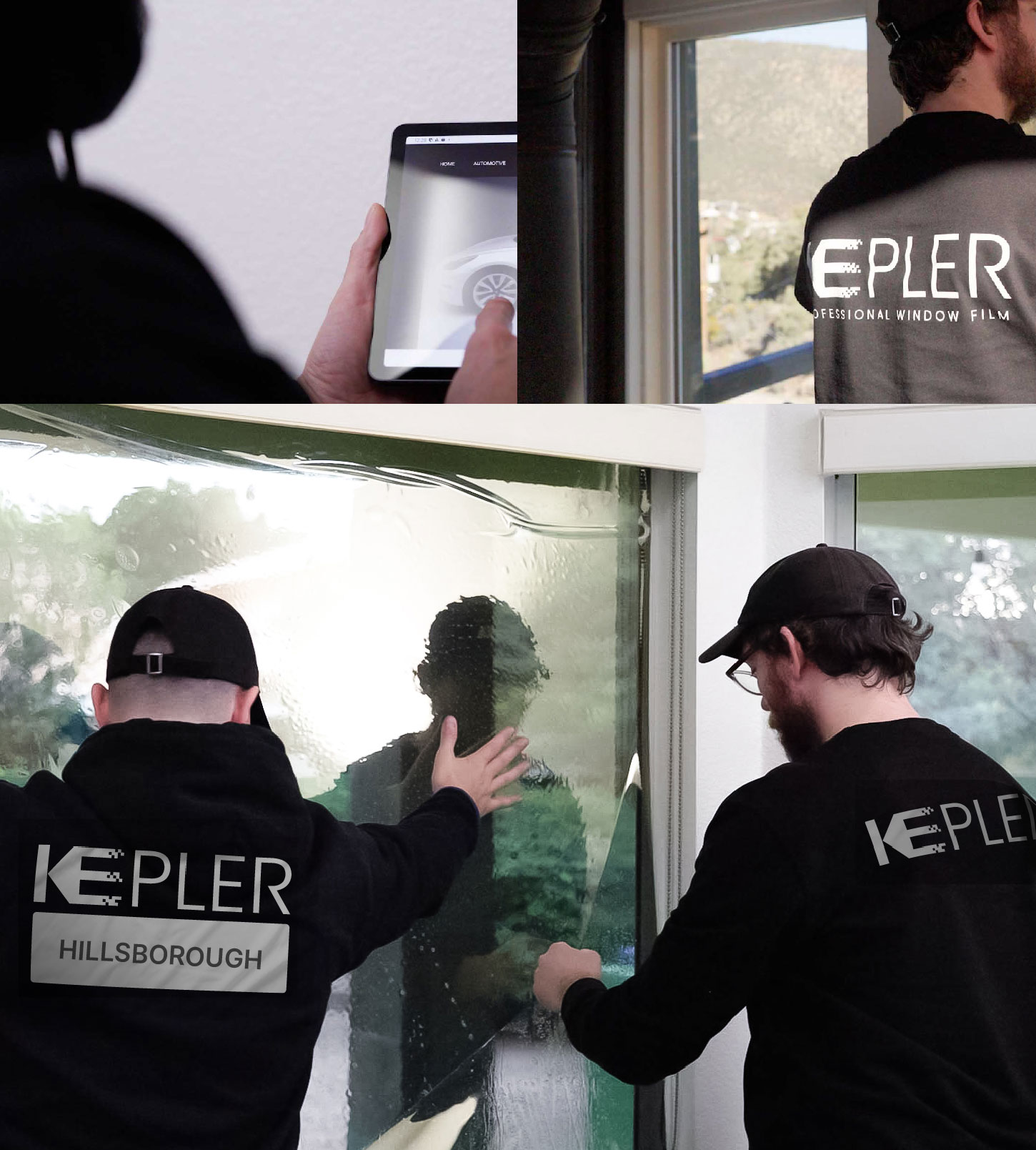 Expert Technician Installing Ceramic Window Tint to Home in Hillsborough