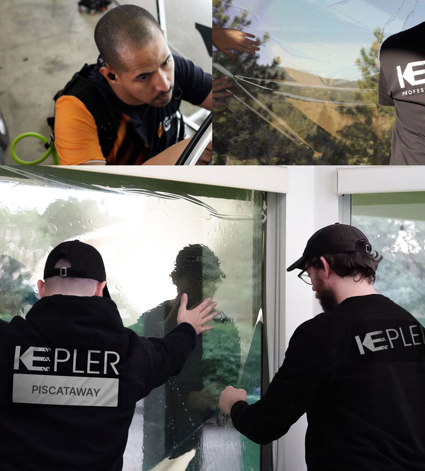 Expert Technician Installing High-tech Window Tint to Home in Piscataway