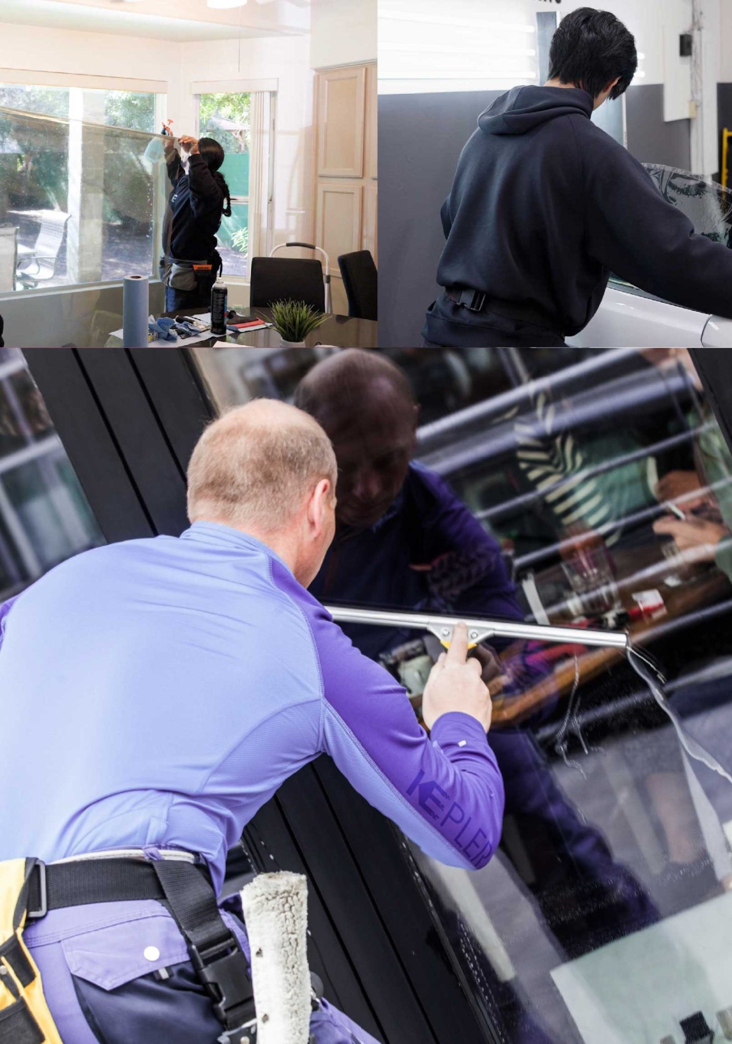 Kepler Professional Applying Anti-Graffiti Window Film to a Oak Ridge Shop Front