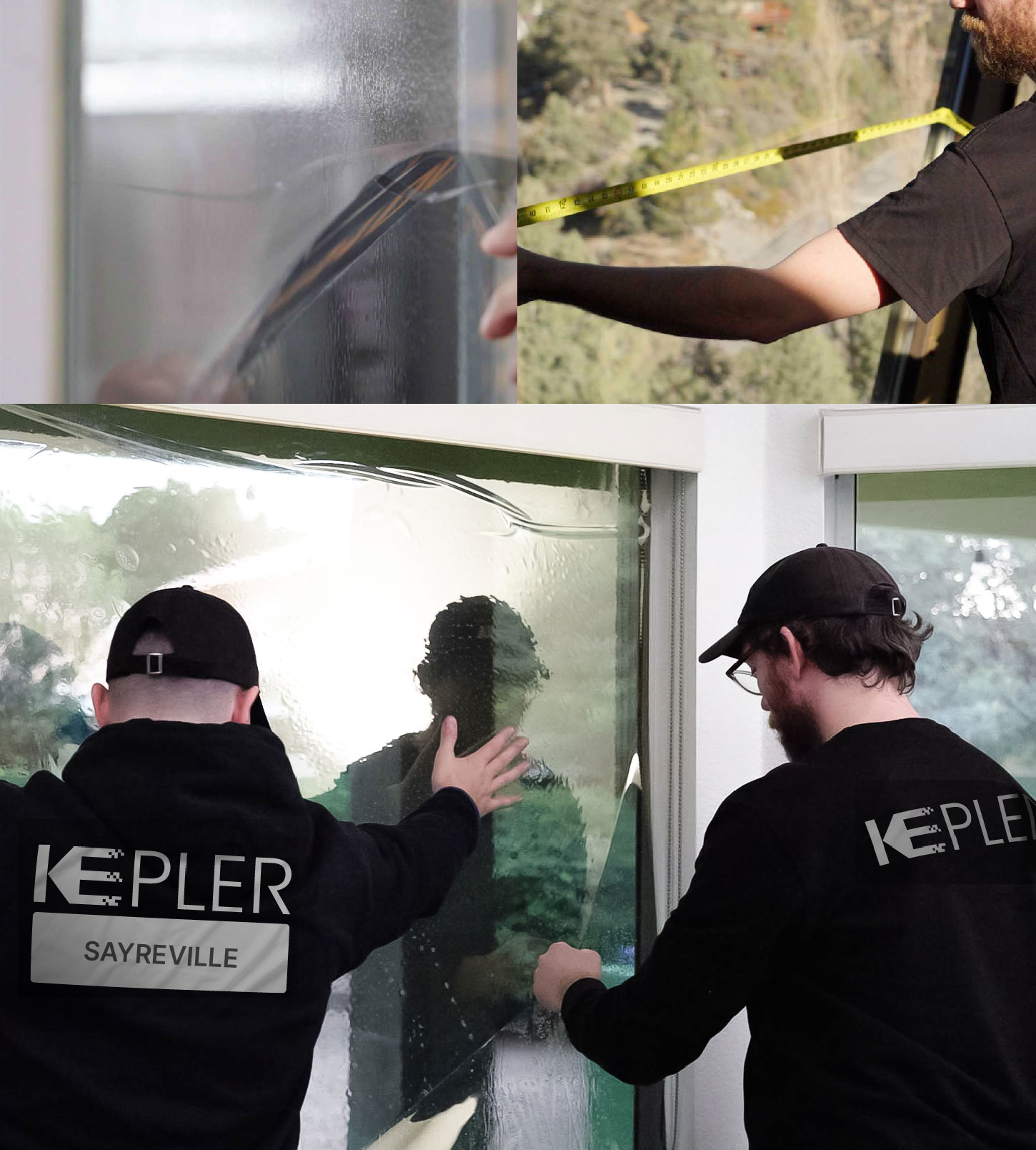 Expert Technician Applying Advanced Window Tint to Home in Sayreville