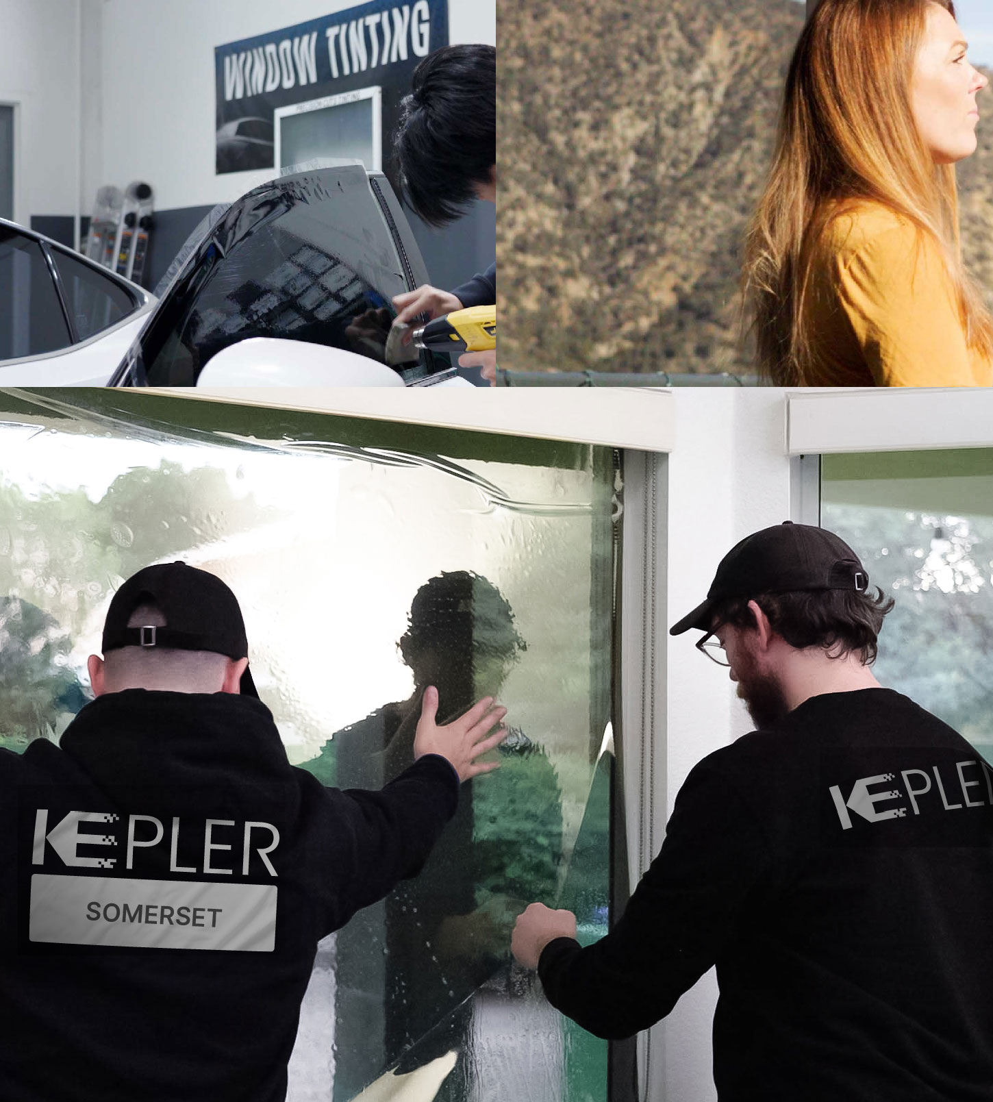 Expert Technician Installing Advanced Window Tint to Home in Somerset