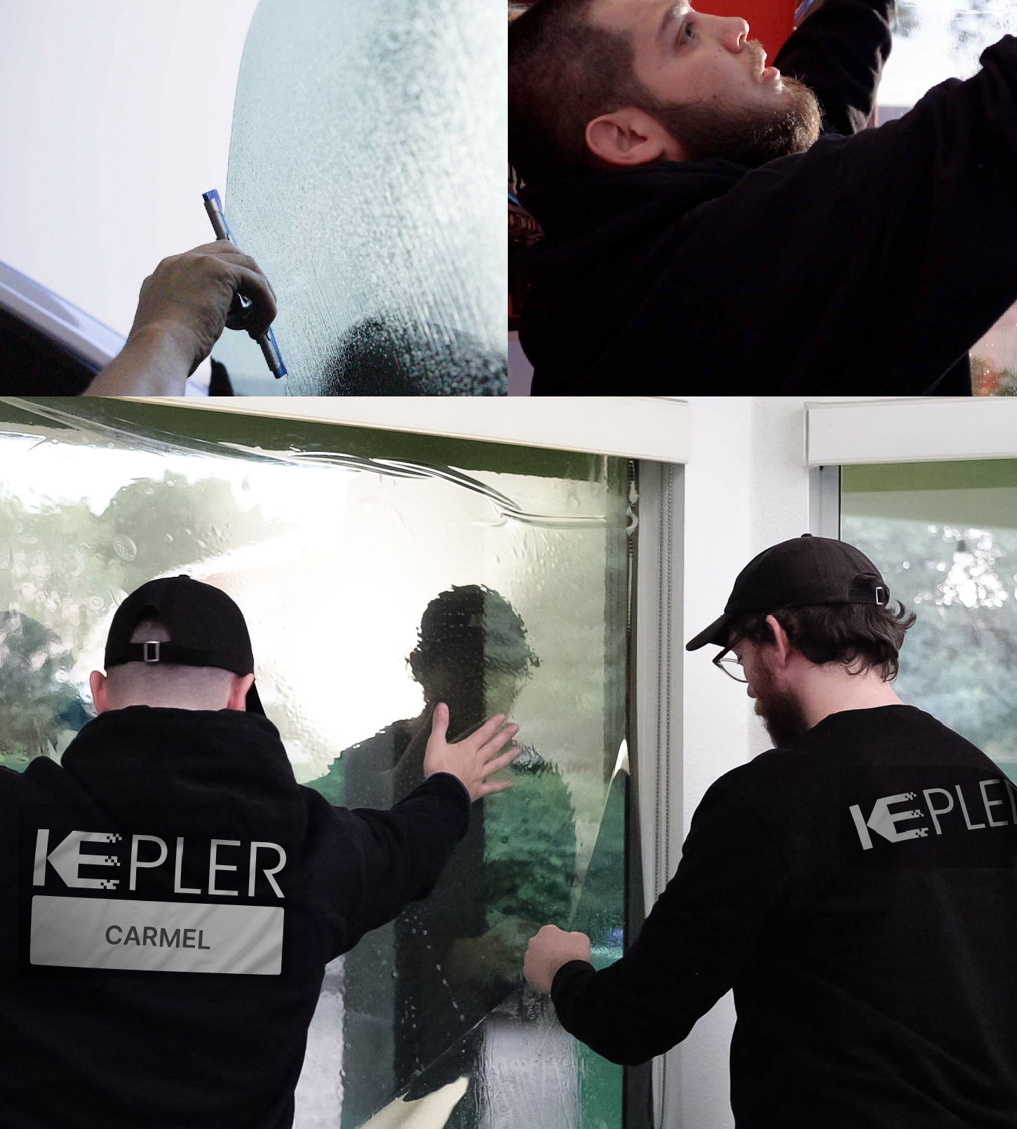 Kepler Technician Applying Advanced Window Tint to Home in Carmel