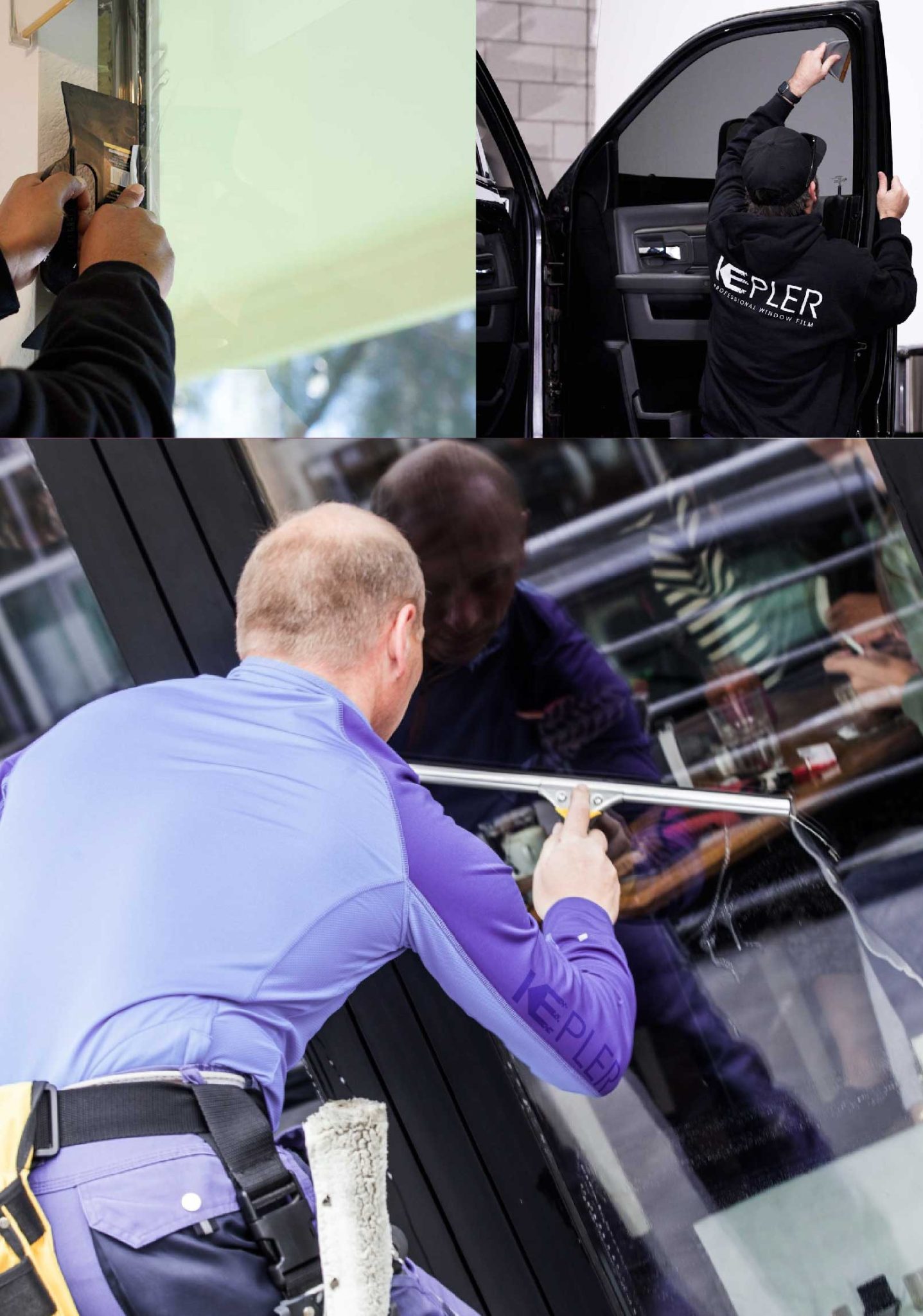 Kepler Skilled Applying Anti-Graffiti Window Film to a Greenville Shop Front