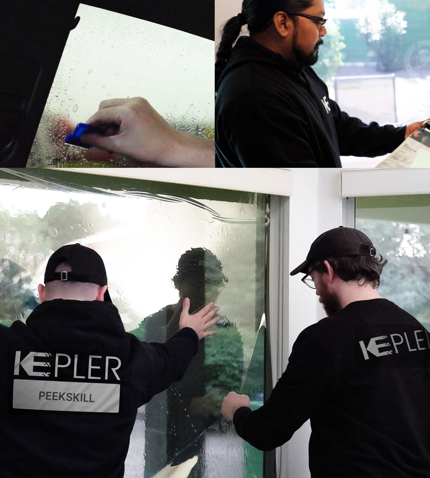 Kepler Technician Installing Ceramic Window Tint to Home in Peekskill