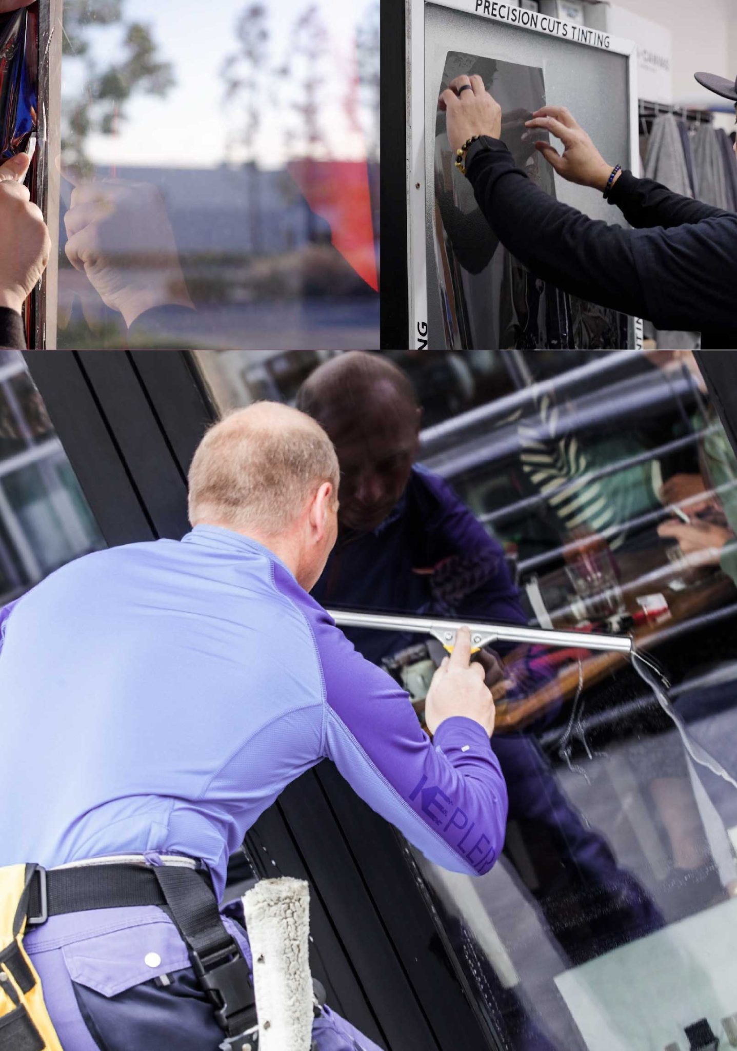 Kepler Skilled Applying Anti-Graffiti Window Film to a Tupelo Shop Front