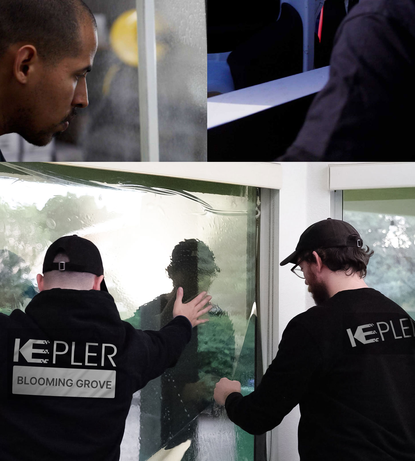 Expert Technician Fitting Advanced Window Tint to Home in Blooming Grove