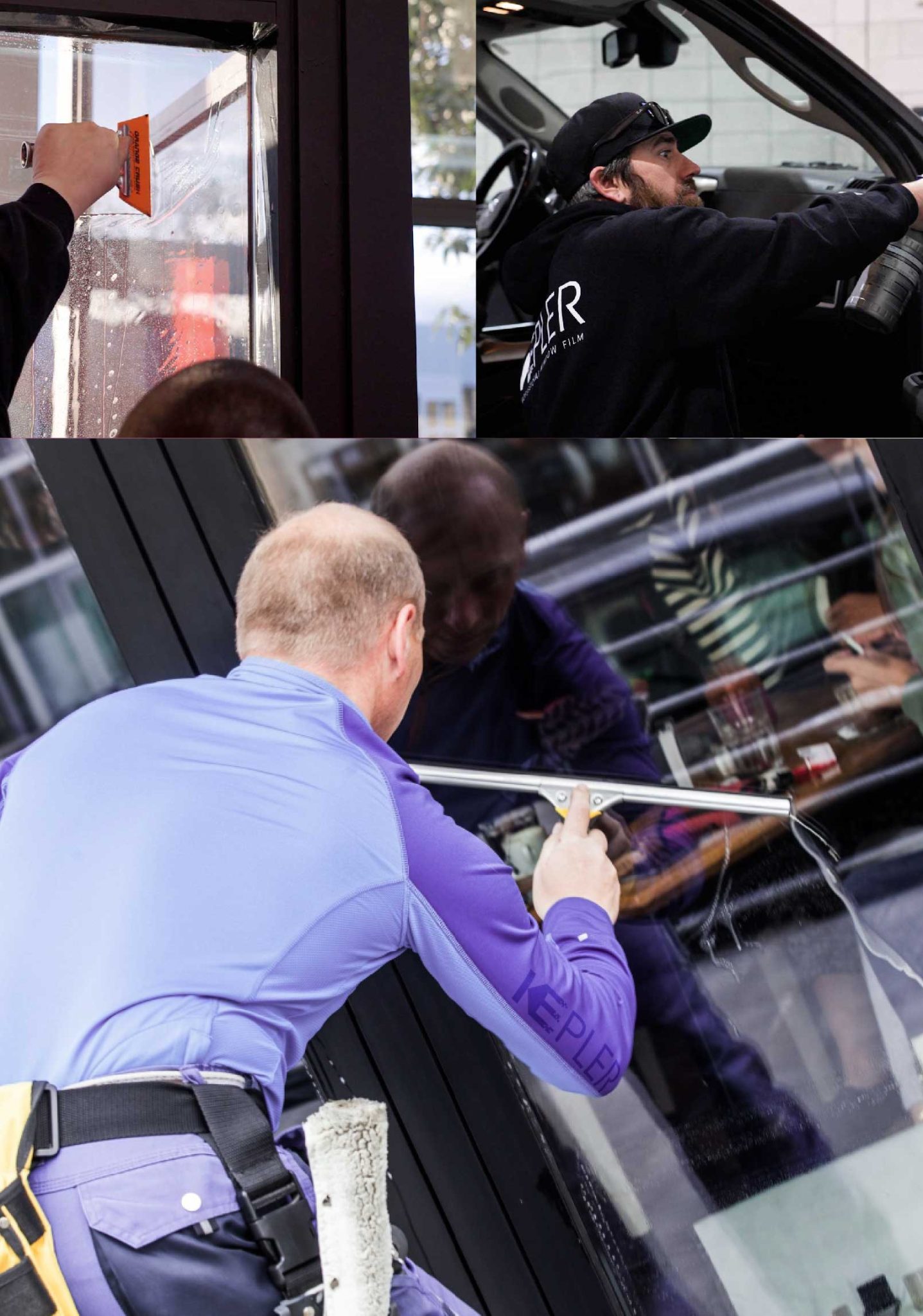 Kepler Skilled Applying Anti-Graffiti Window Film to a Jackson Shop Front