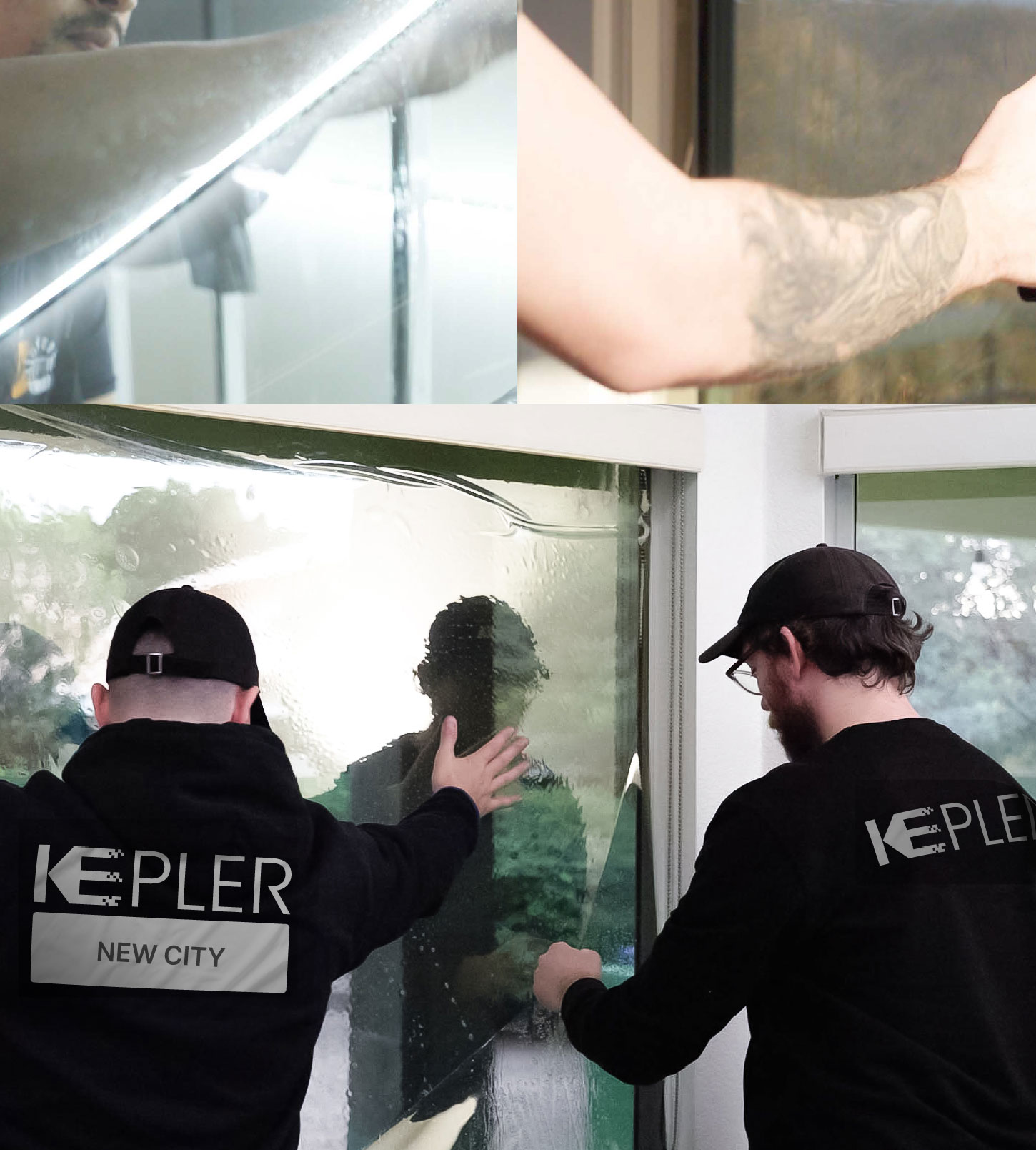 Kepler Technician Applying Ceramic Window Tint to Home in New City