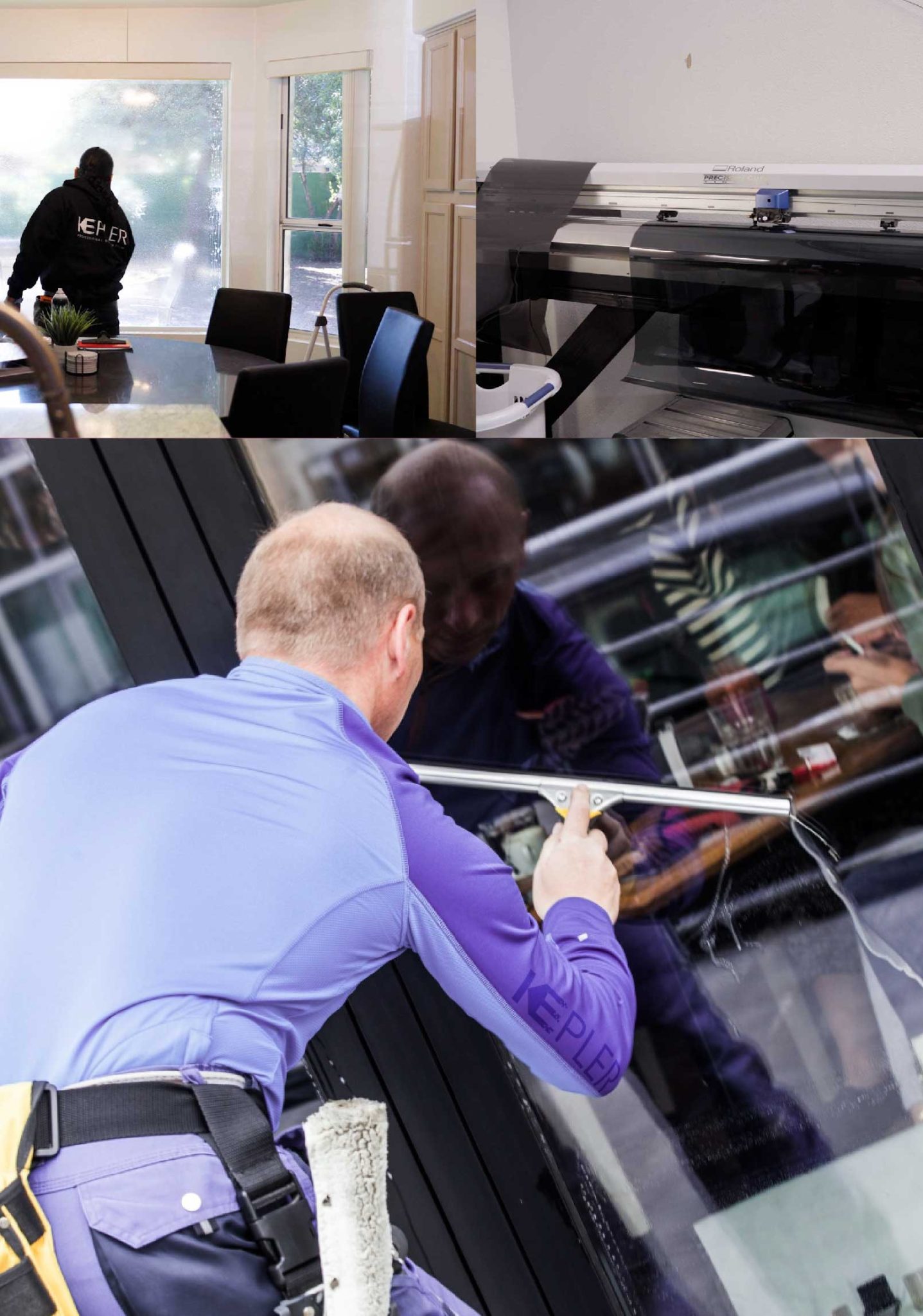 Kepler Skilled Applying Anti-Graffiti Window Film to a Ocean Springs Shop Front
