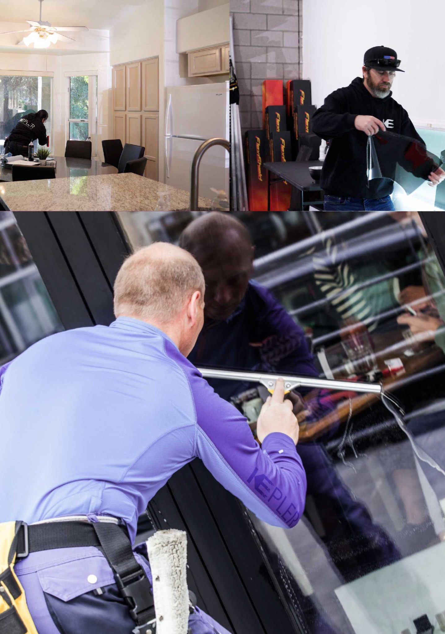 Kepler Professional Applying Anti-Graffiti Window Film to a Louisville Shop Front