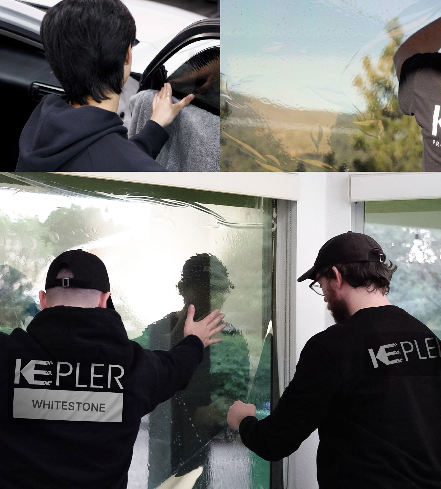 Expert Technician Installing High-tech Window Tint to Home in Whitestone