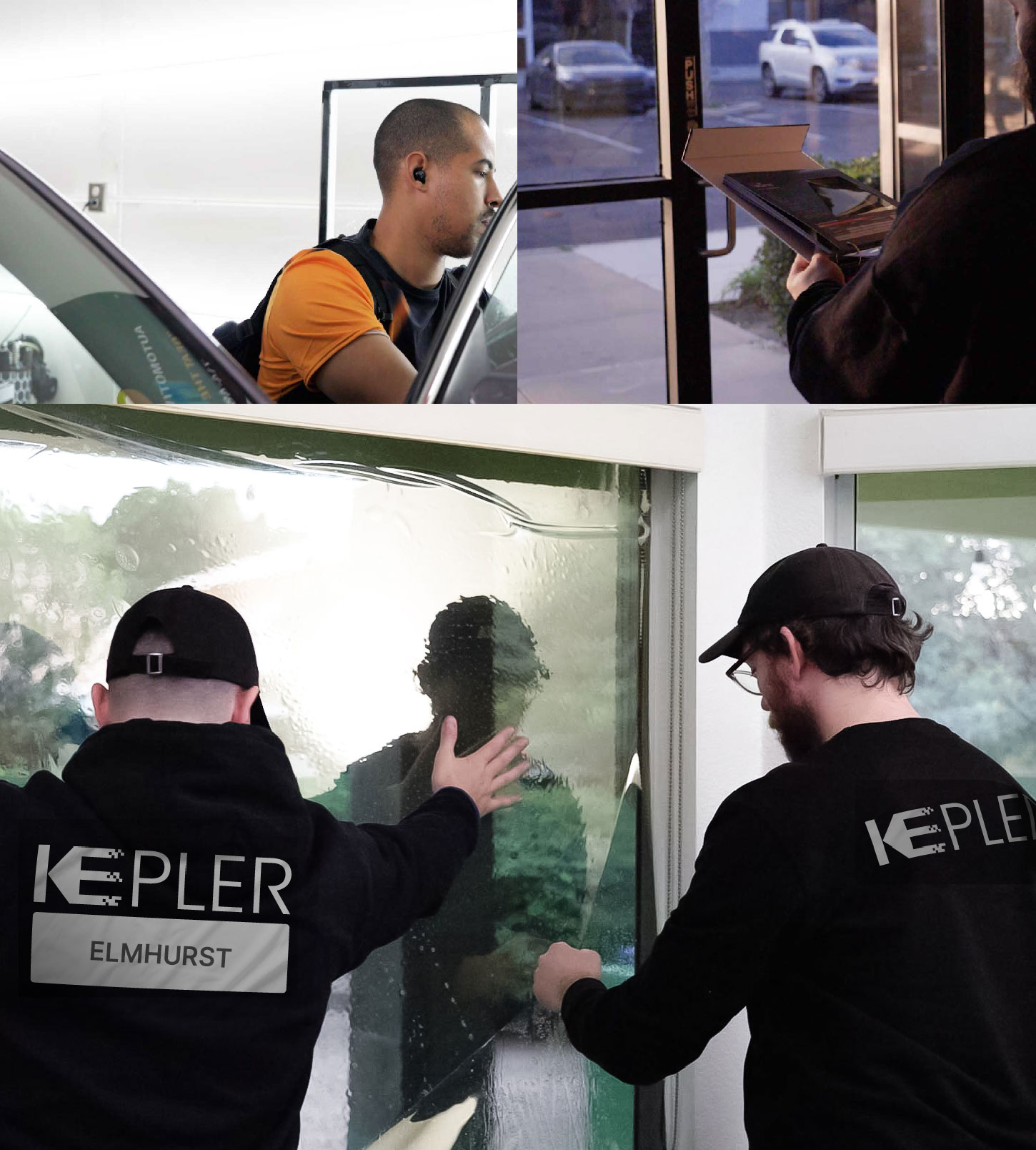 Expert Technician Applying Ceramic Window Tint to Home in Elmhurst