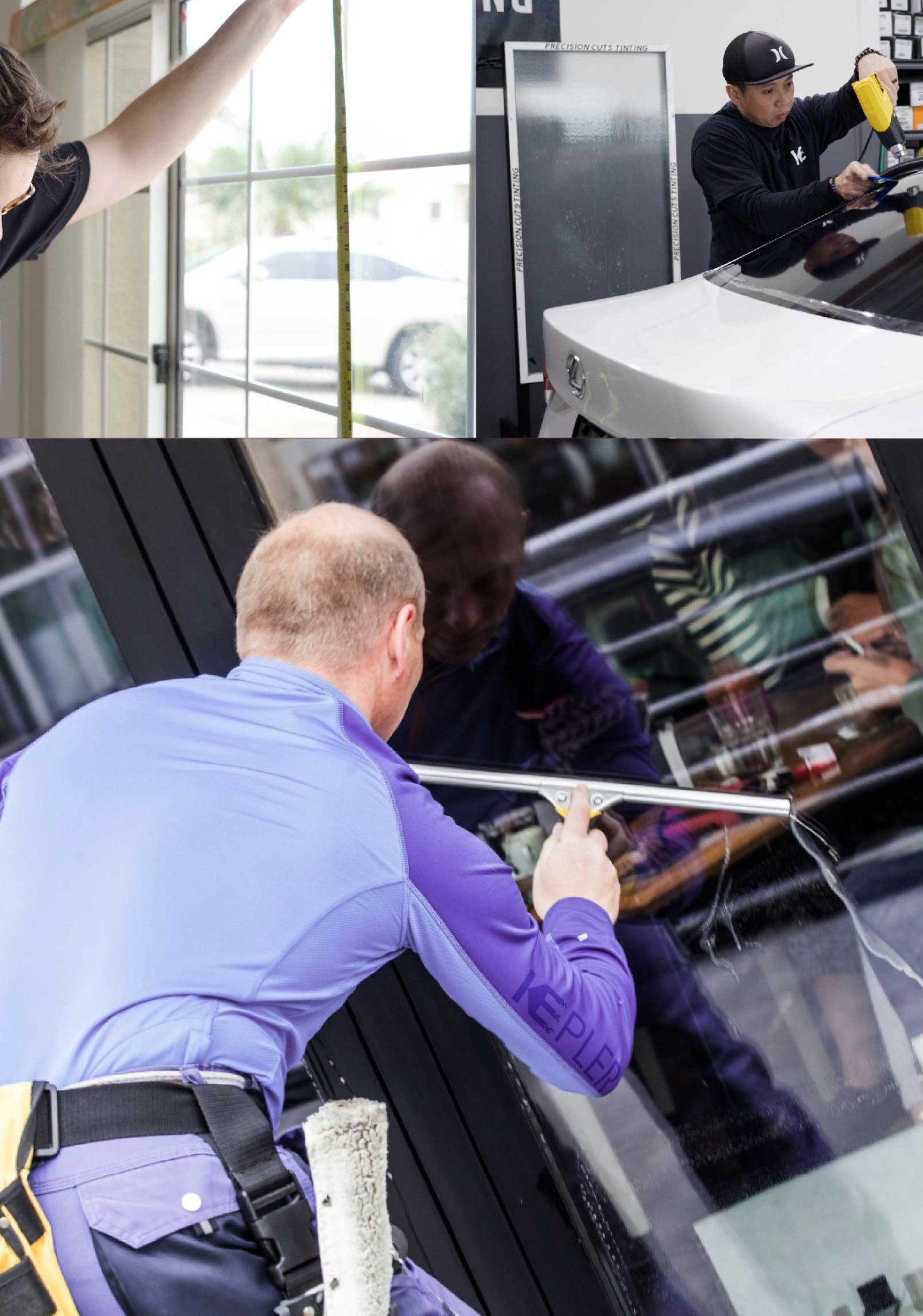 Kepler Skilled Applying Anti-Graffiti Window Film to a Burlington Shop Front