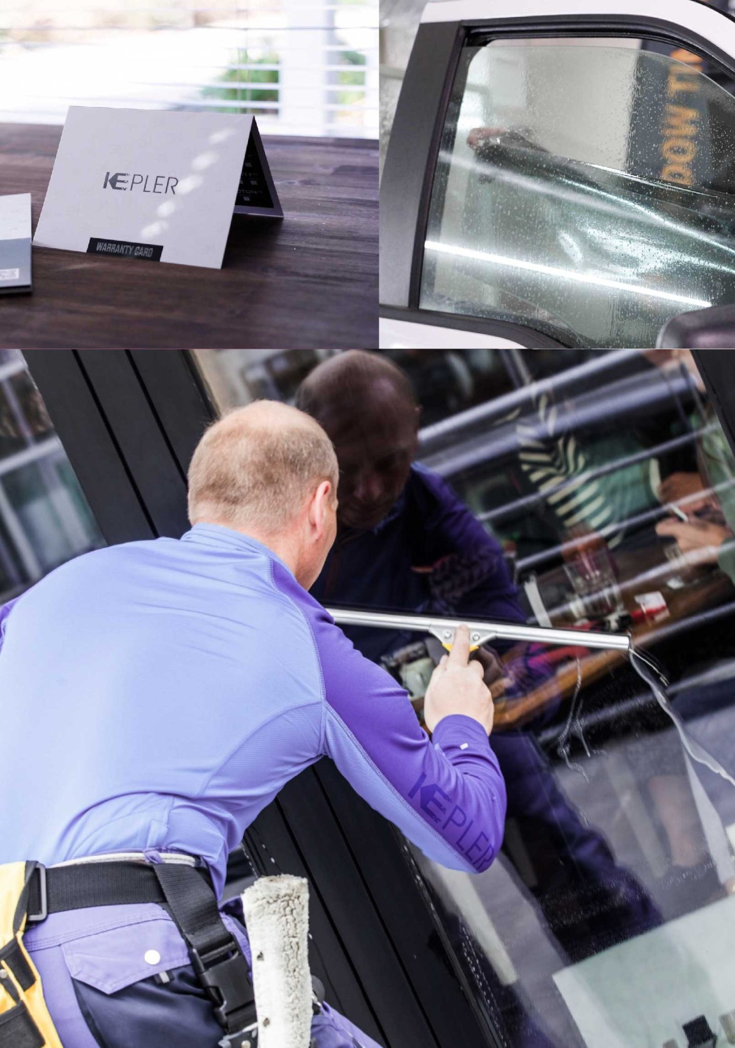 Kepler Professional Applying Anti-Graffiti Window Film to a Erlanger Shop Front
