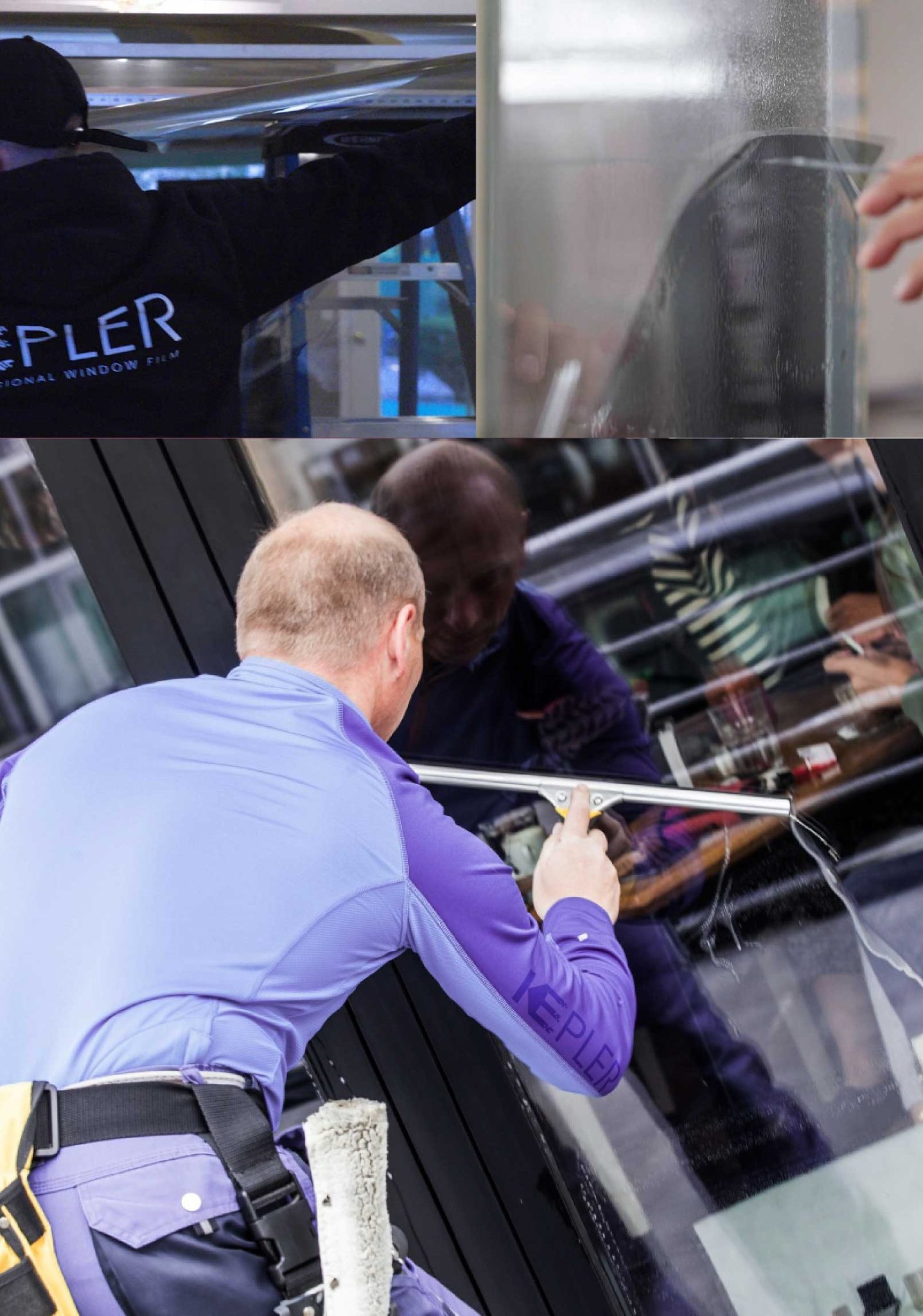 Kepler Skilled Applying Anti-Graffiti Window Film to a Independence Shop Front