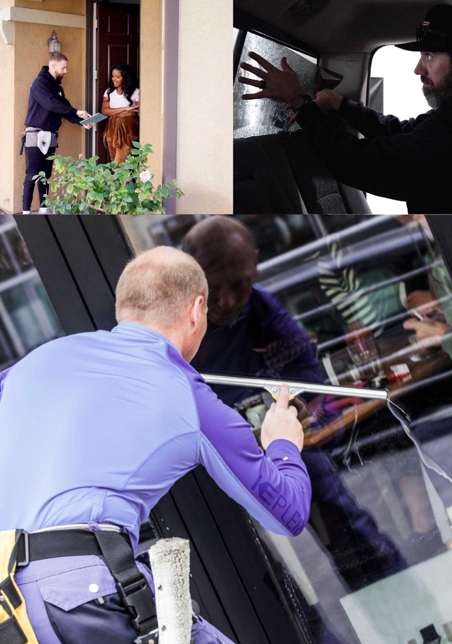 Kepler Skilled Applying Anti-Graffiti Window Film to a Paducah Shop Front