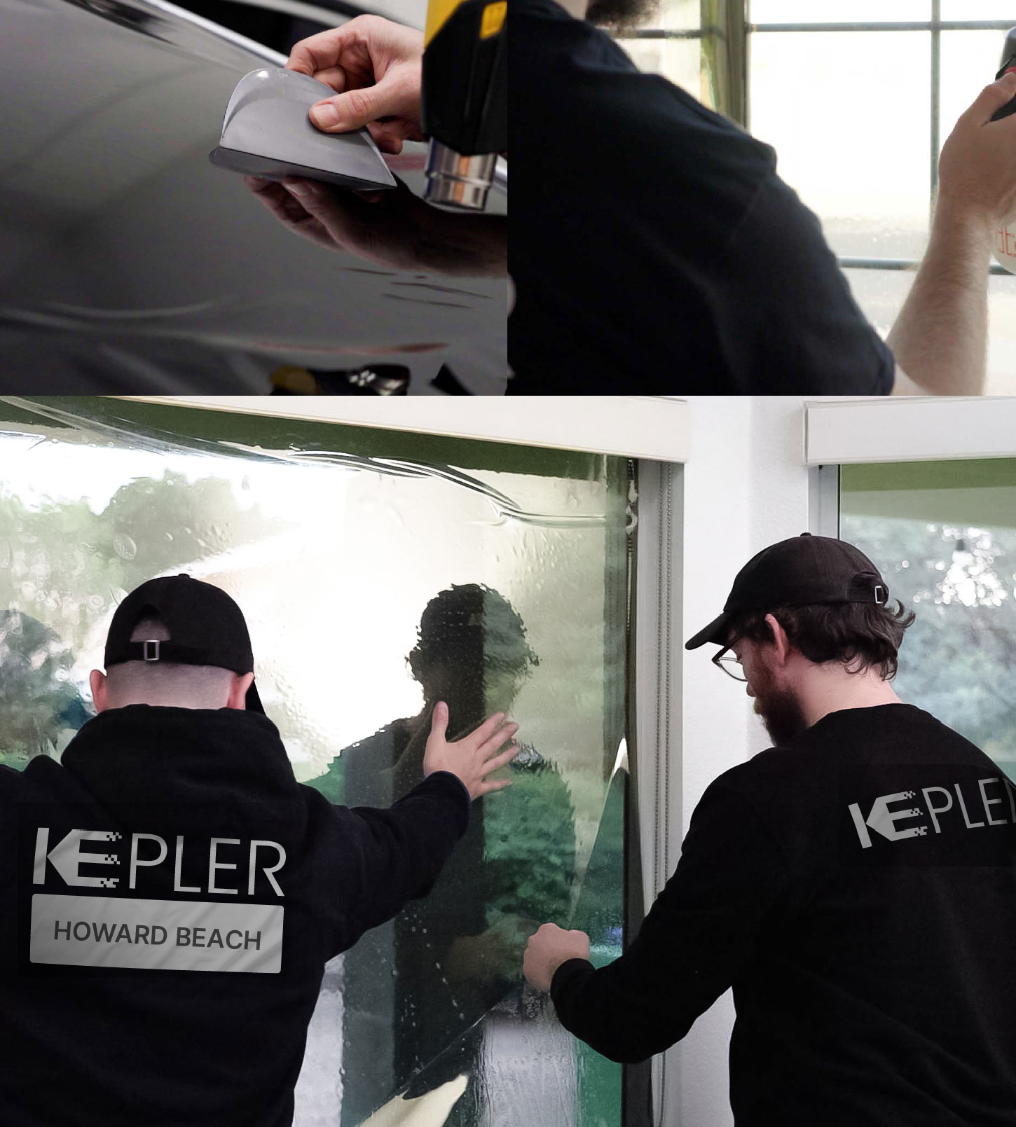 Expert Technician Fitting Ceramic Window Tint to Home in Howard Beach