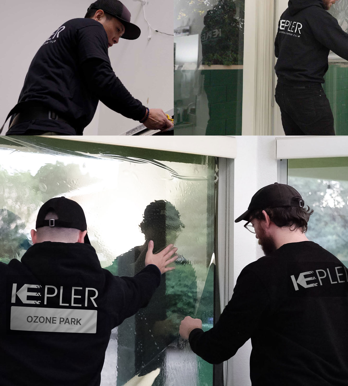 Expert Technician Applying High-tech Window Tint to Home in Ozone Park