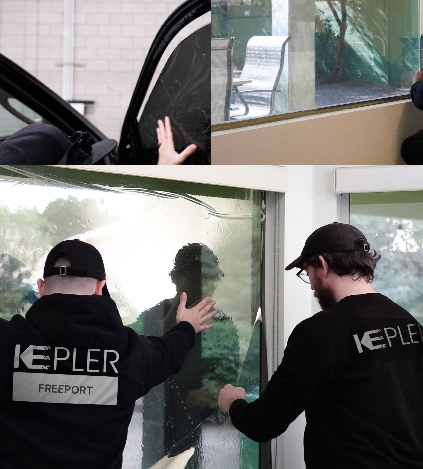 Kepler Technician Fitting Ceramic Window Tint to Home in Freeport
