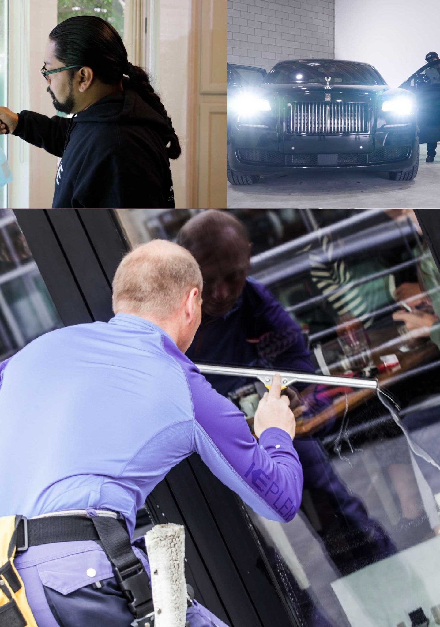 Kepler Professional Applying Anti-Graffiti Window Film to a Newark Shop Front
