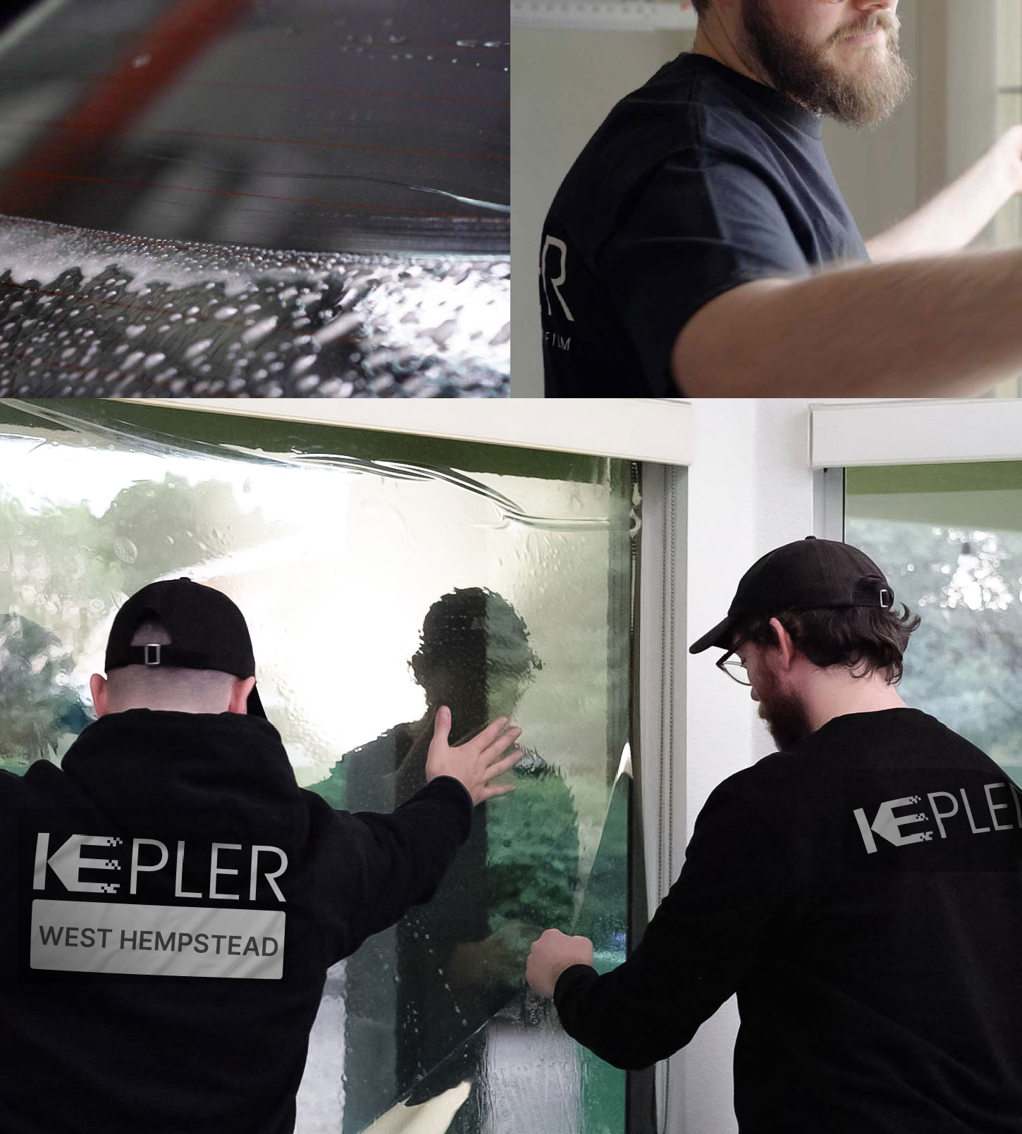 Expert Technician Fitting Ceramic Window Tint to Home in West Hempstead
