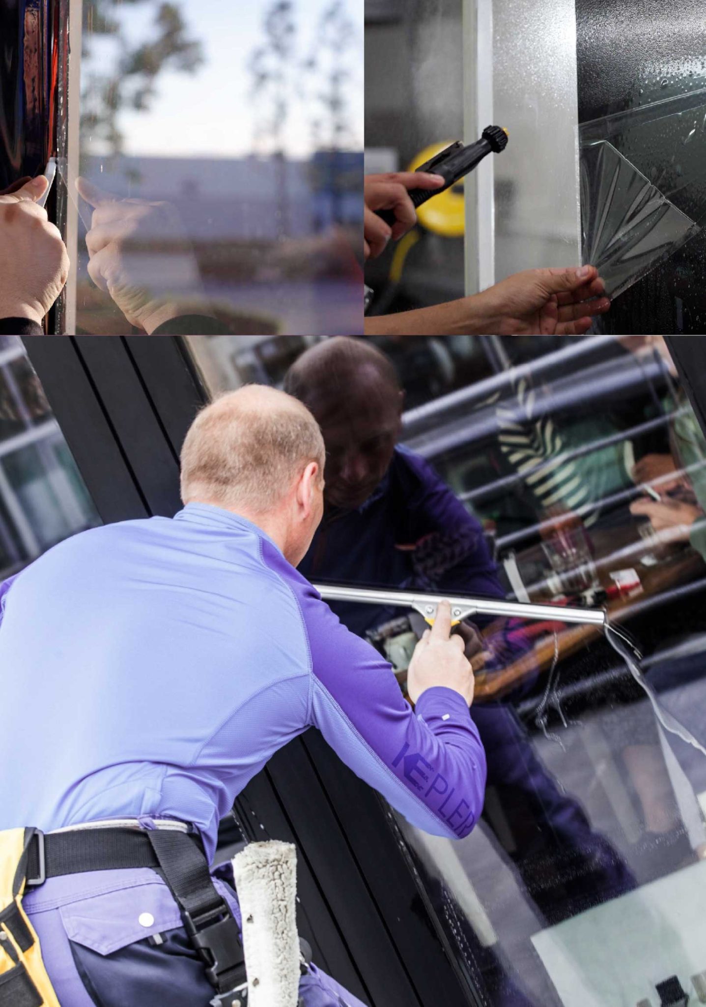 Kepler Professional Applying Anti-Graffiti Window Film to a Perrysburg Shop Front