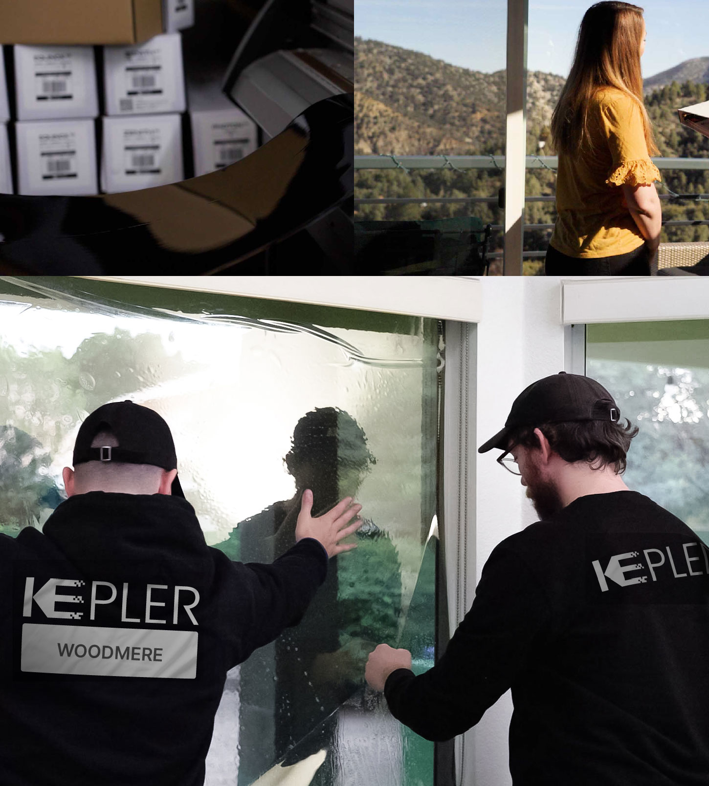 Kepler Technician Installing Ceramic Window Tint to Home in Woodmere